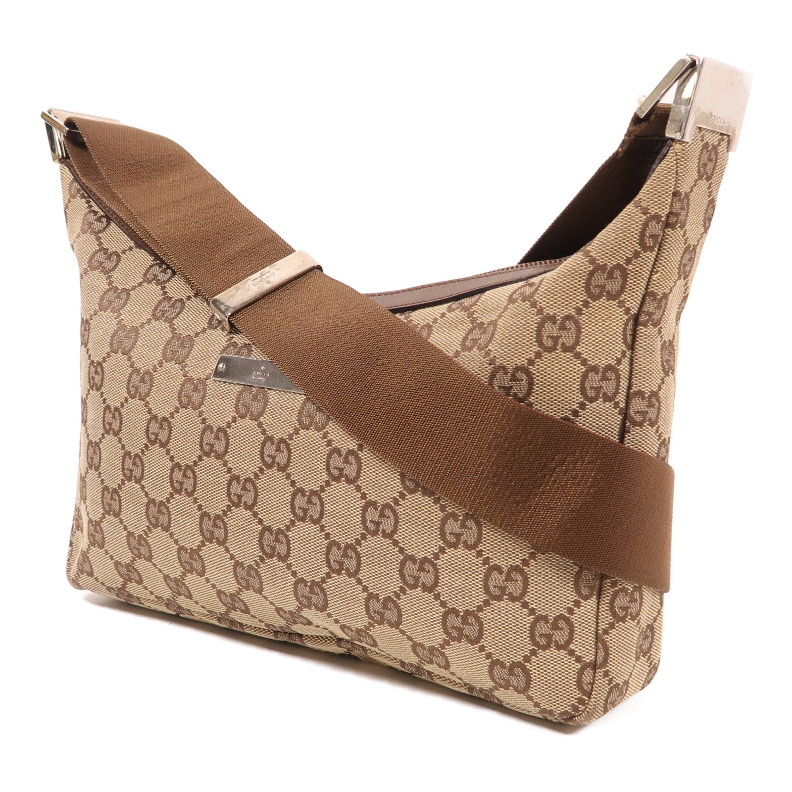 GUCCI 帆布Shoulder Bag銀扣手挽袋