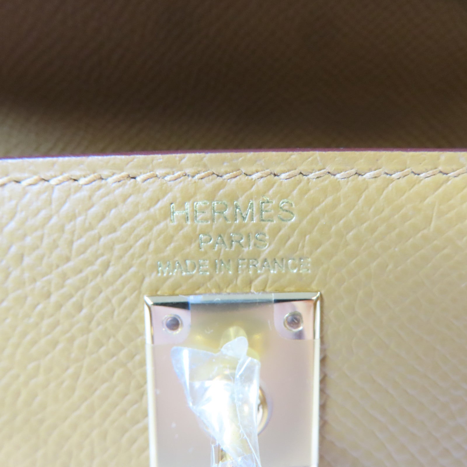 HERMES Epsom皮革Kelly 25金扣手挽肩背兩用袋Sesame/啡色
