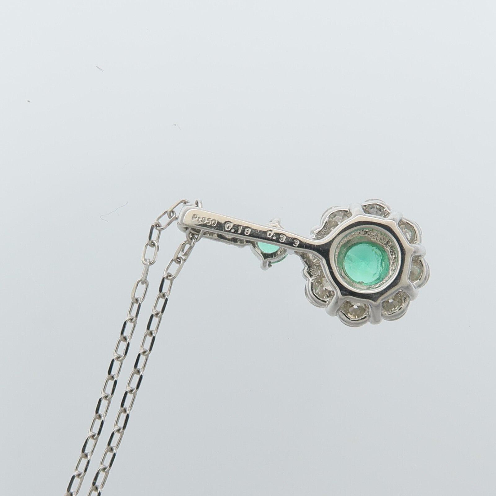 JEWELRY PT950鉑金Emerald Diamond Necklace綠寶石/鑽石項鍊