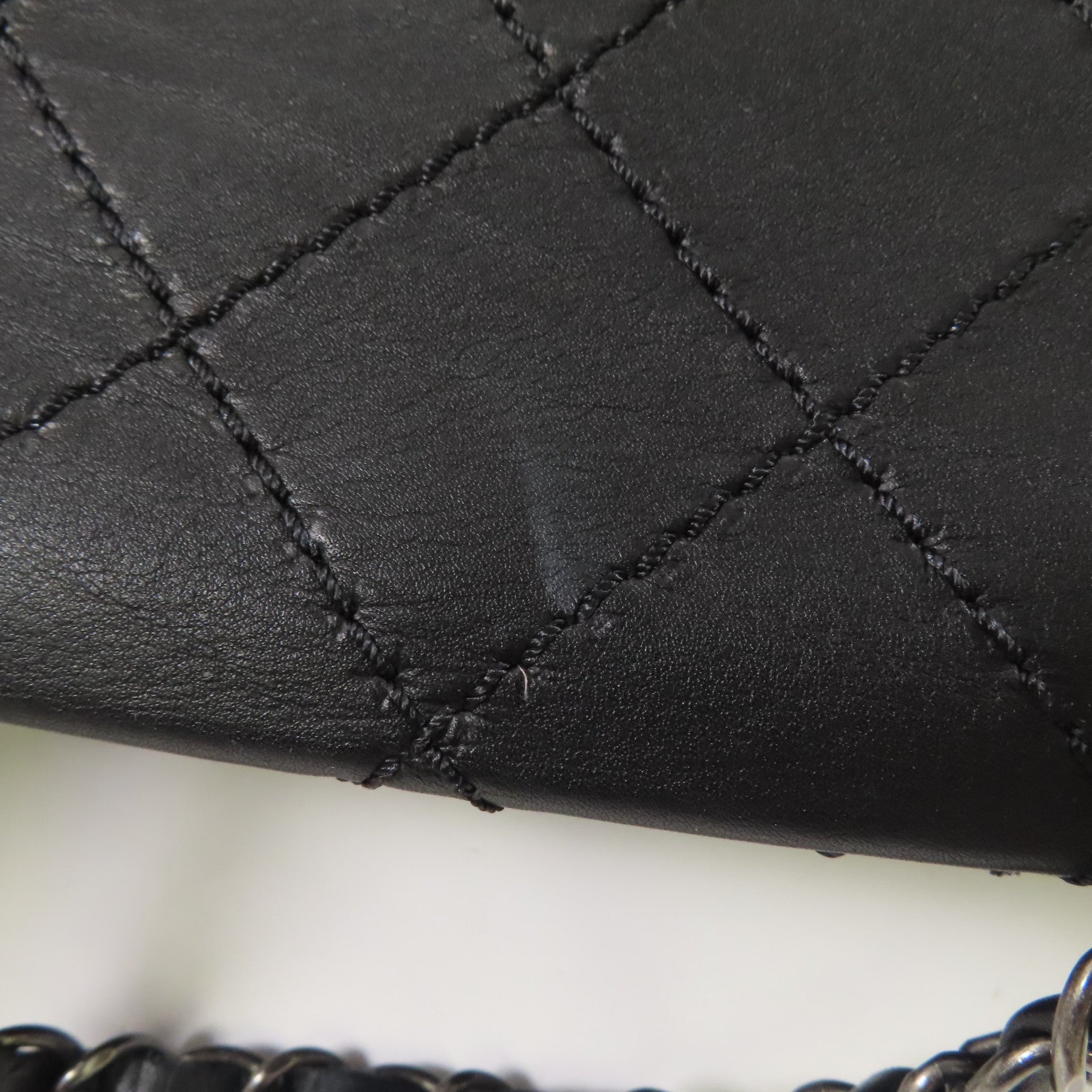 CHANEL 牛皮皮革Chain Shoulder銀扣鏈帶手挽肩背兩用袋