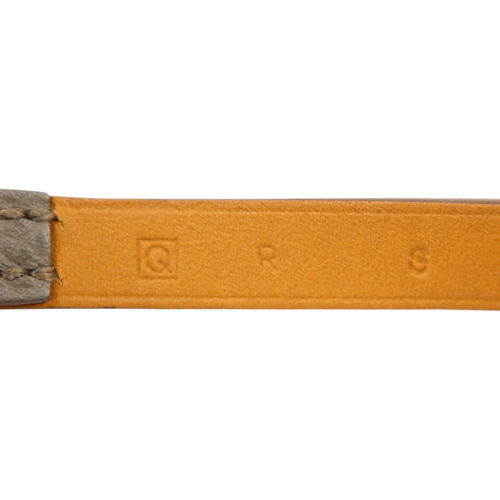HERMES Epsom皮革/Swift皮革Double Tour Bracelet銀扣手鏈Etain/Gold