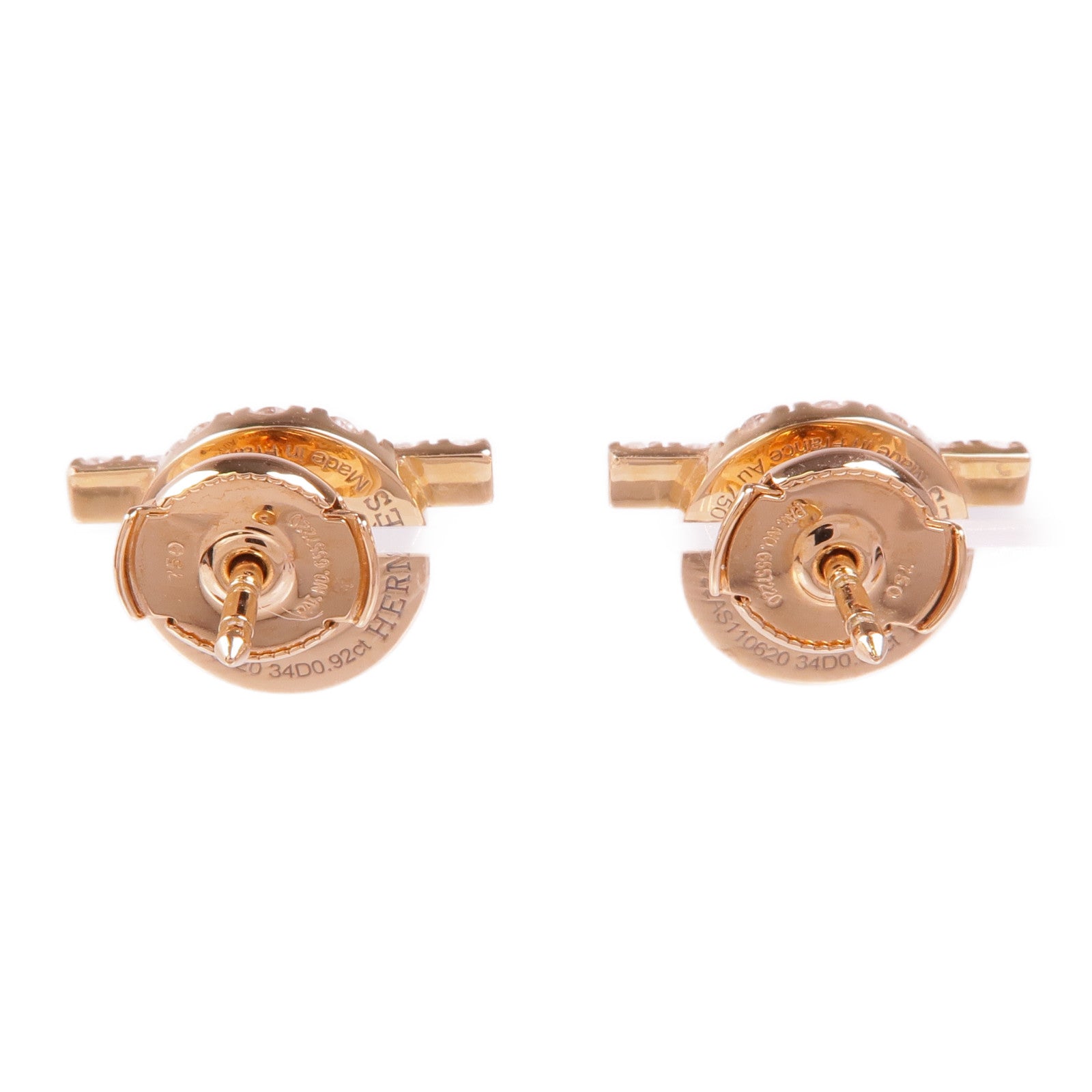 HERMES 18K玫瑰金Finesse Diamond Earrings鑽石耳環