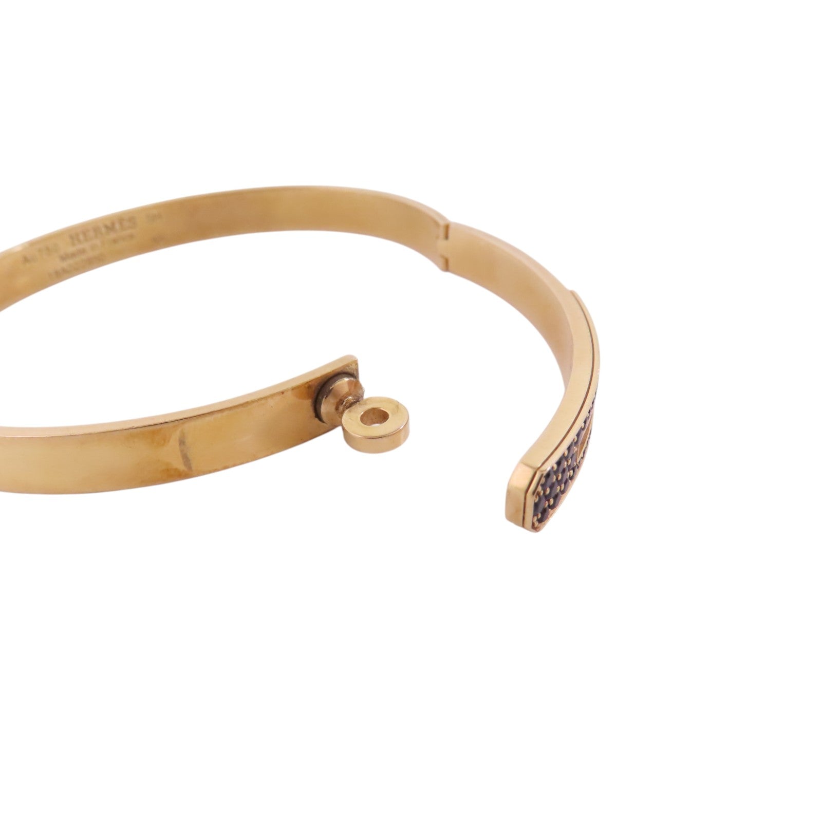 HERMES 18K玫瑰金Kelly Black Sapphire Bangle金扣黑色藍寶石手鐲