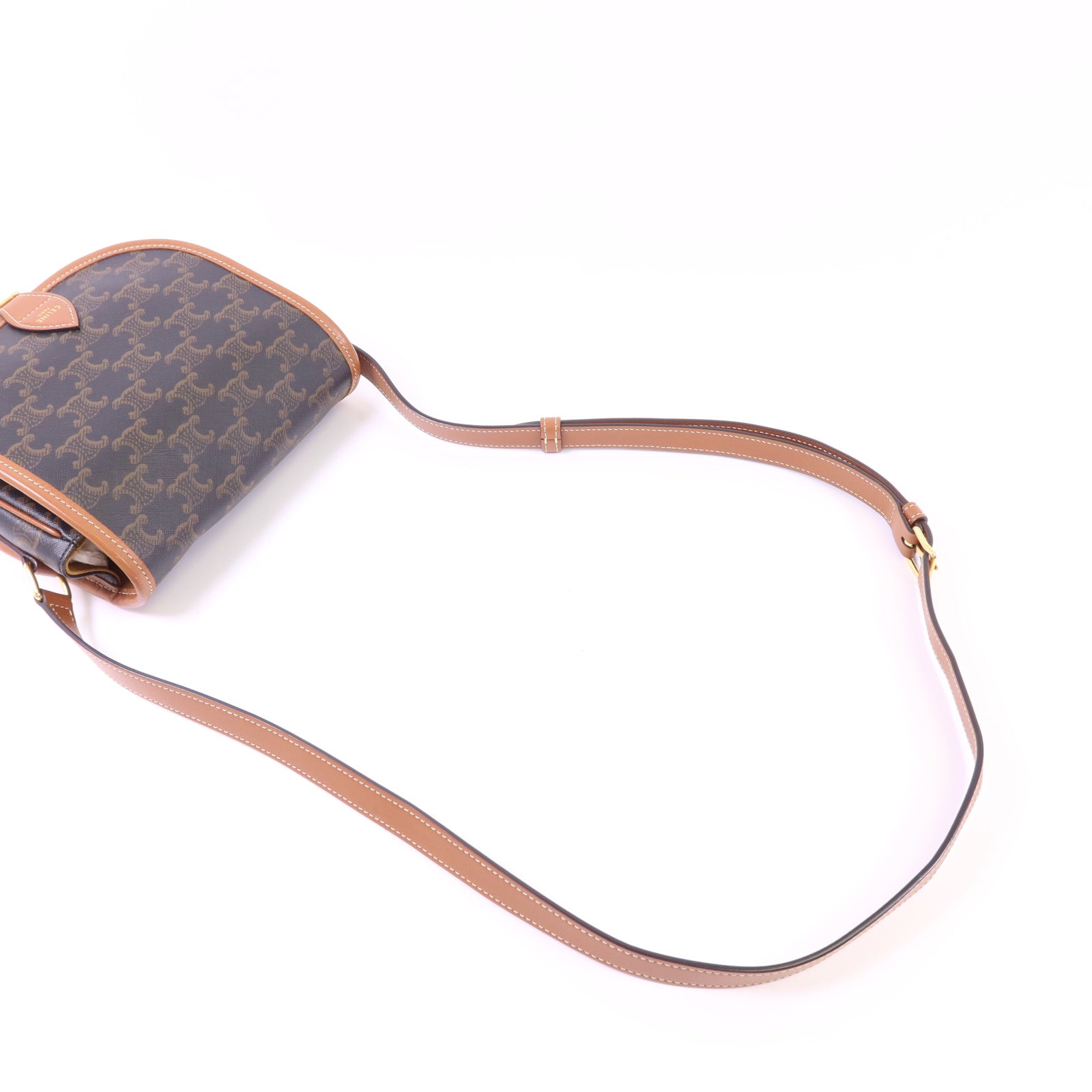 CELINE 塗層帆布Folco金扣肩背袋