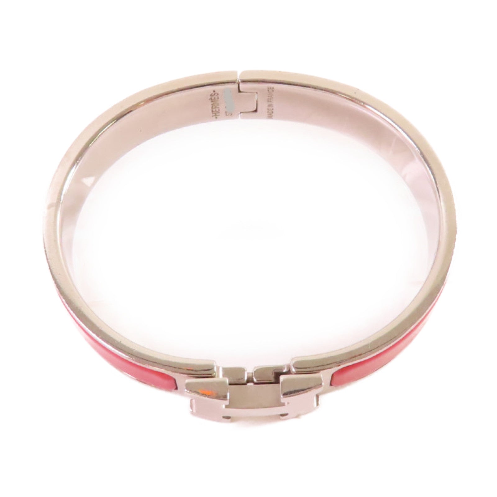 HERMES 金屬/琺瑯Clic H Bracelet手鐲橘紅色
