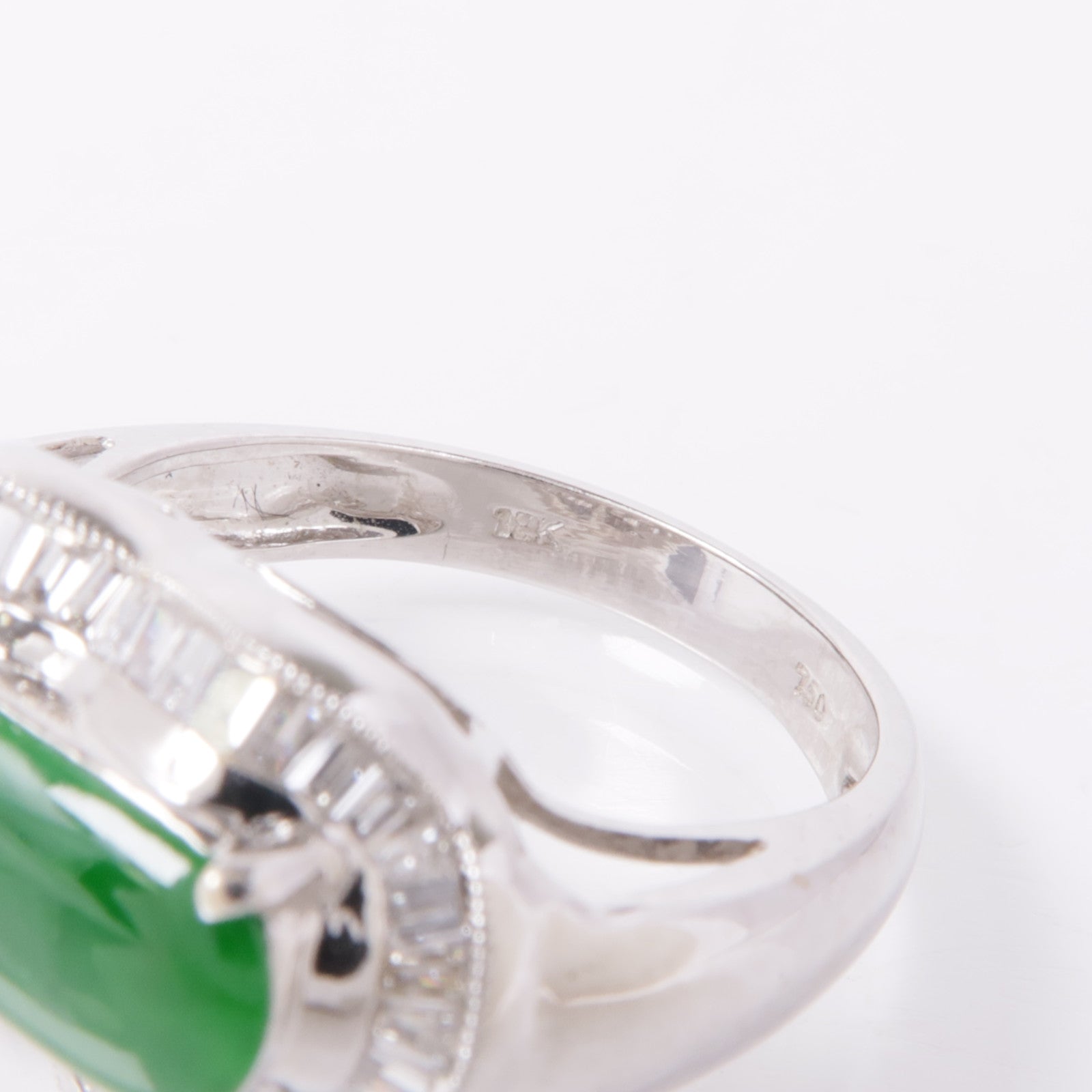 JEWELRY Jade Diamond Ring 18K White Gold US#7