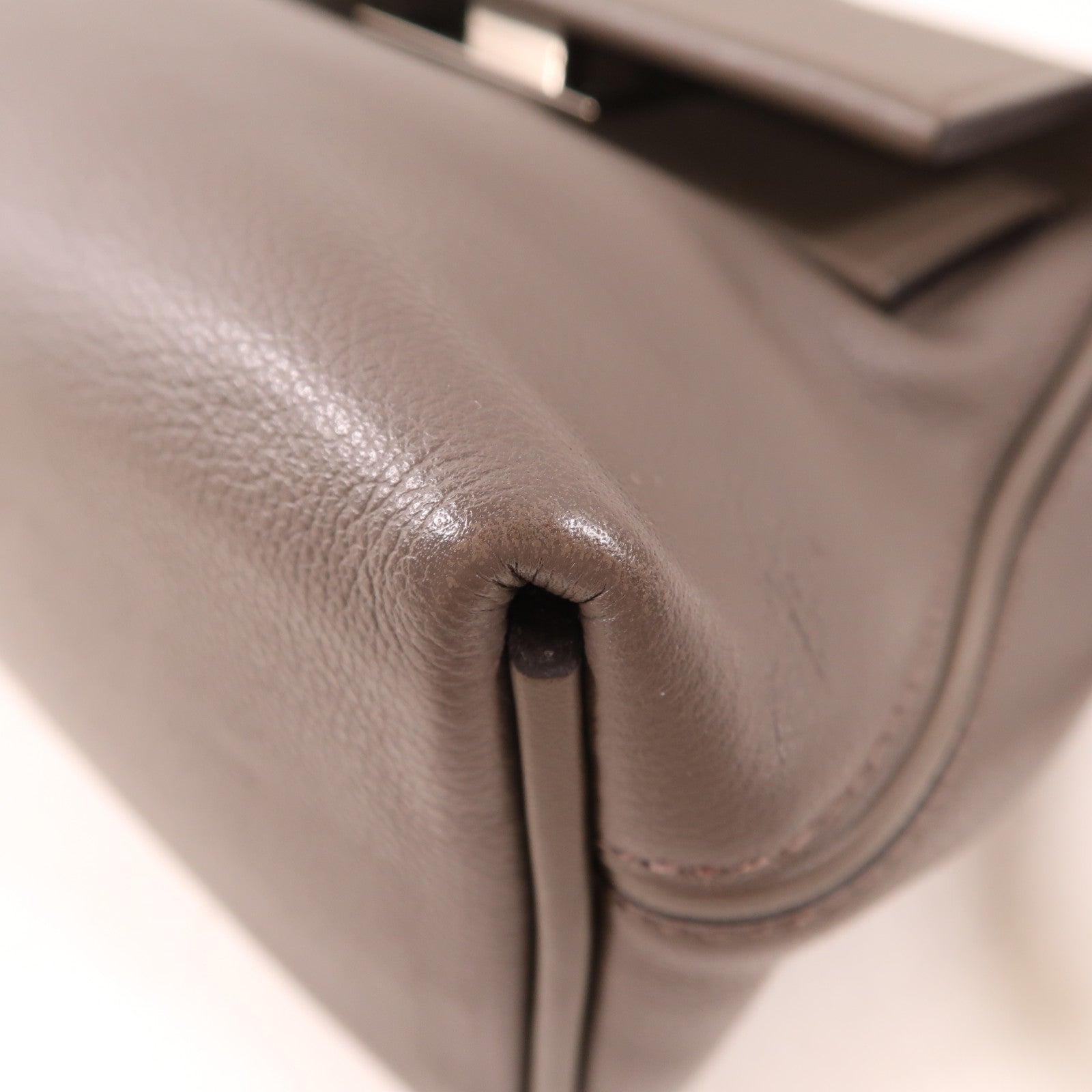 HERMES Evercolor皮革24/24 Mini銀扣手挽肩背兩用袋Etain灰色