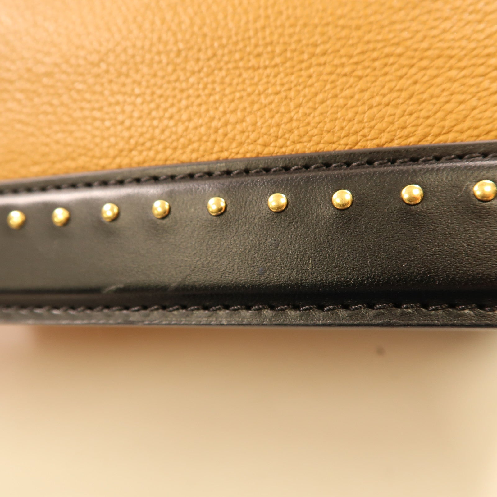 LOUIS VUITTON LV GHW Studs Bicolor 2Way Shoulder Hand Bag M51654 Beige/Black