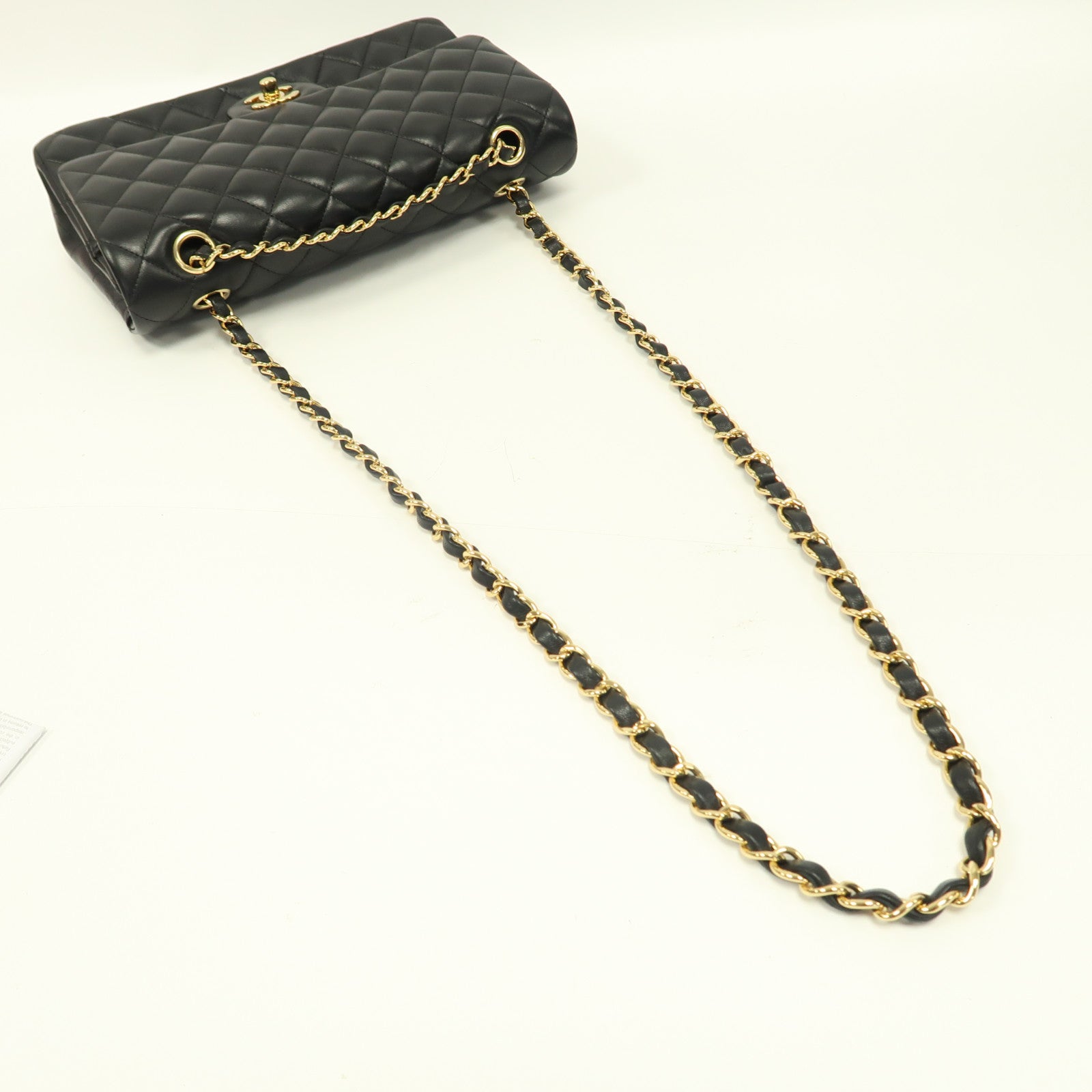 CHANEL 菱格羊皮皮革Classic Flap金扣鏈帶肩背袋黑色