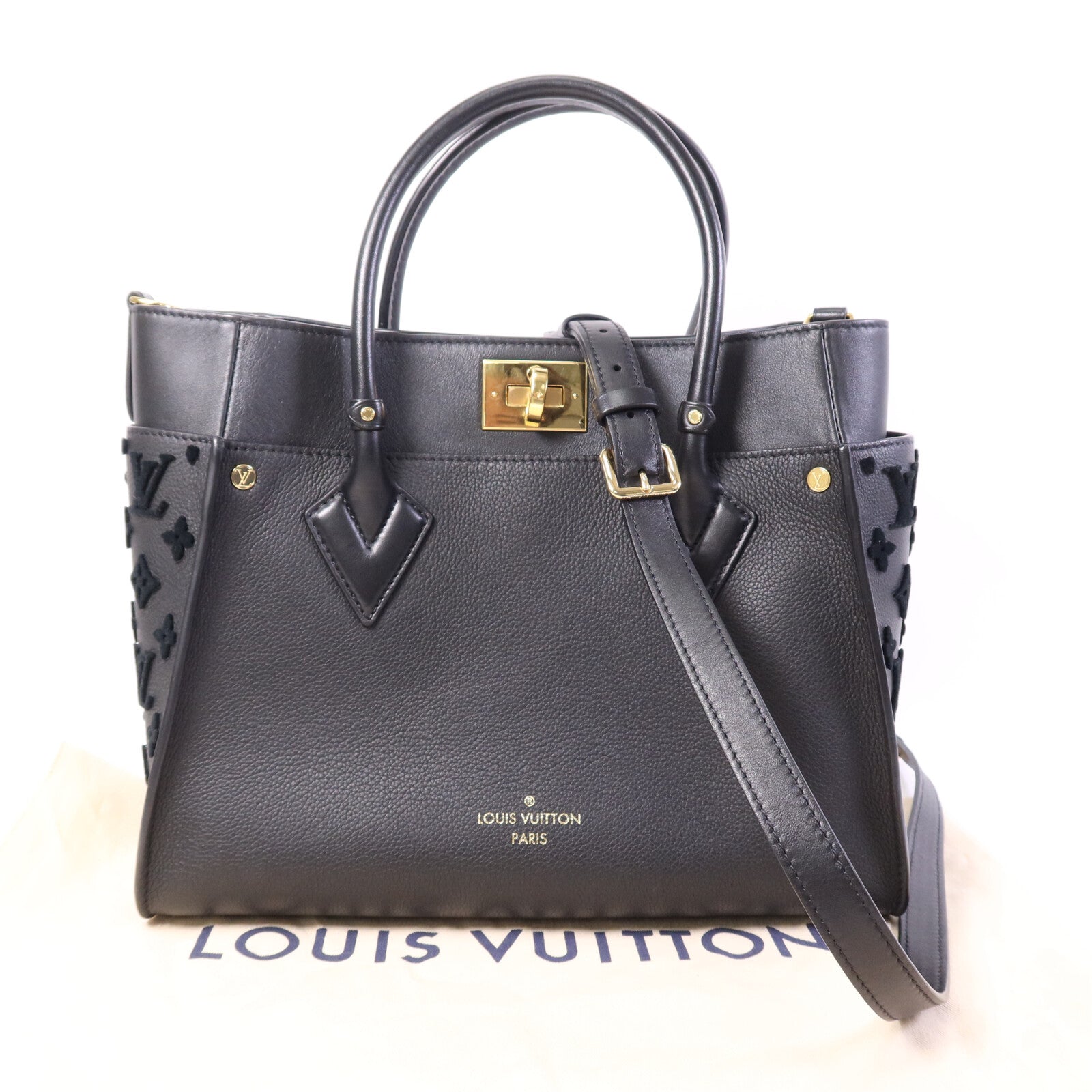 LOUIS VUITTON 牛皮皮革On My Side MM金扣手挽肩背兩用袋
