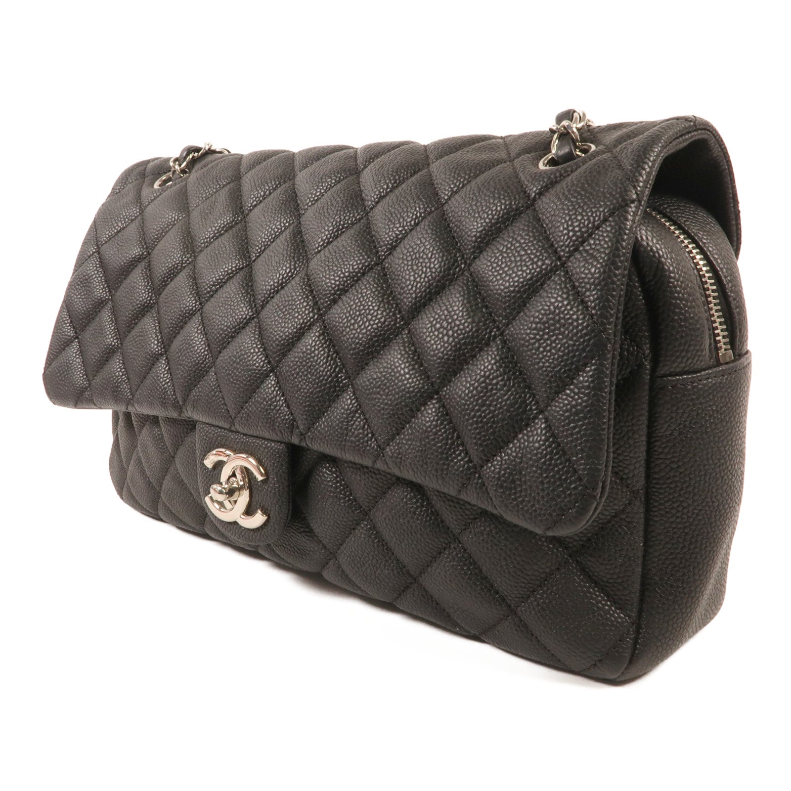CHANEL 牛皮皮革Shoulder Bag銀扣鏈帶肩背袋