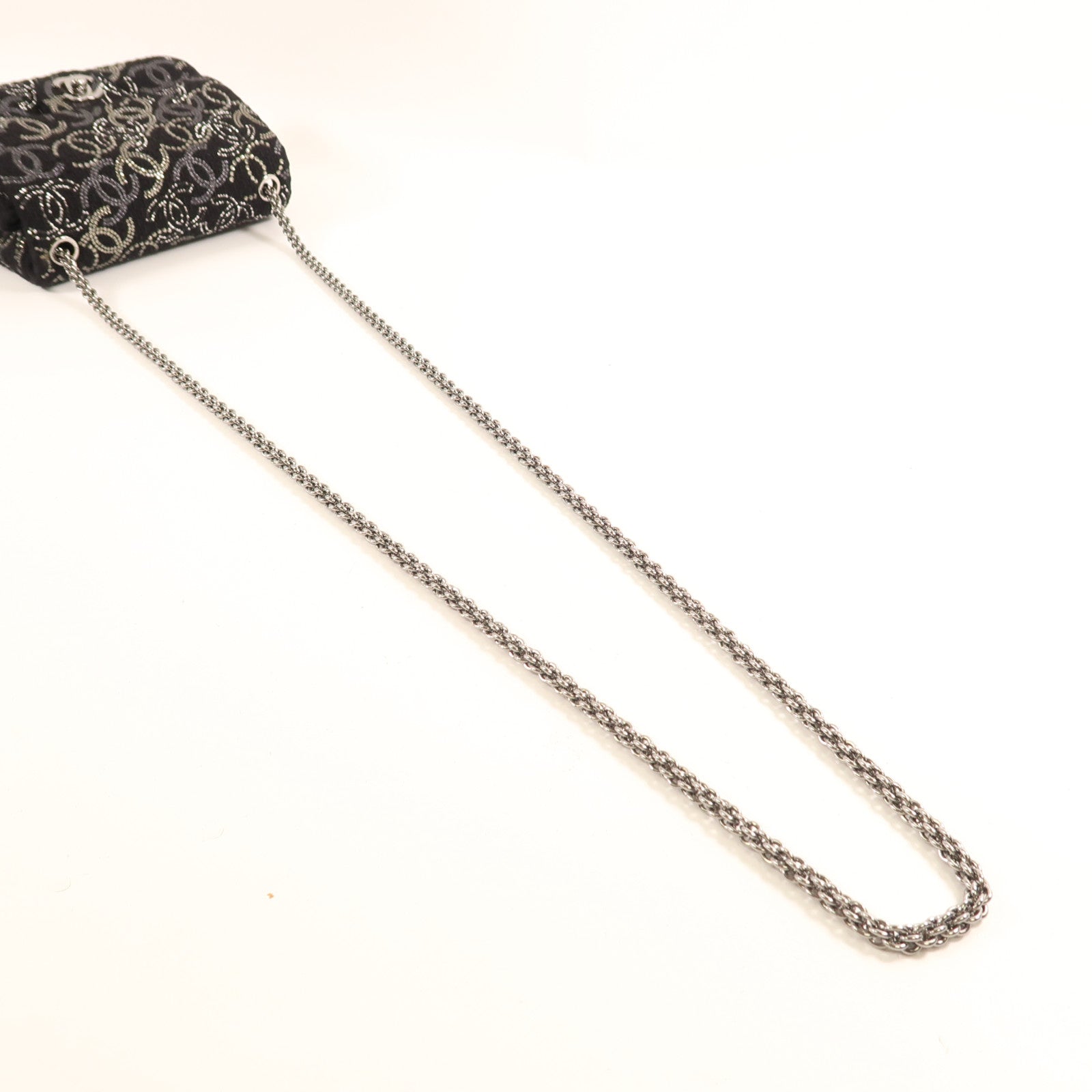 CHANEL Tweed Chain Shoulder銀扣鏈帶肩背袋