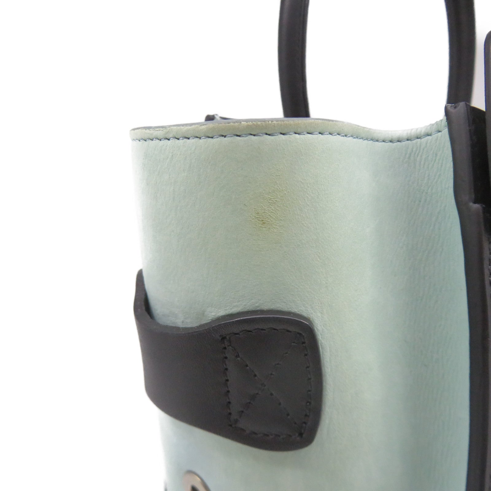 CELINE Micro Luggage Bag in Cowhide Leather Beige/Green/Black