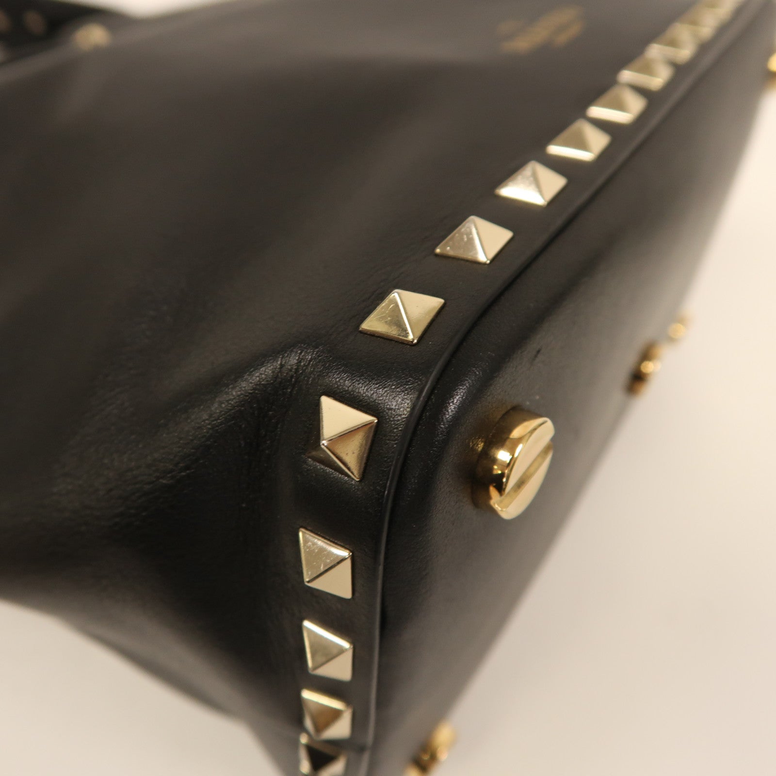 Valentino 牛皮皮革2 Way Shoulder金扣手挽肩背兩用袋黑色