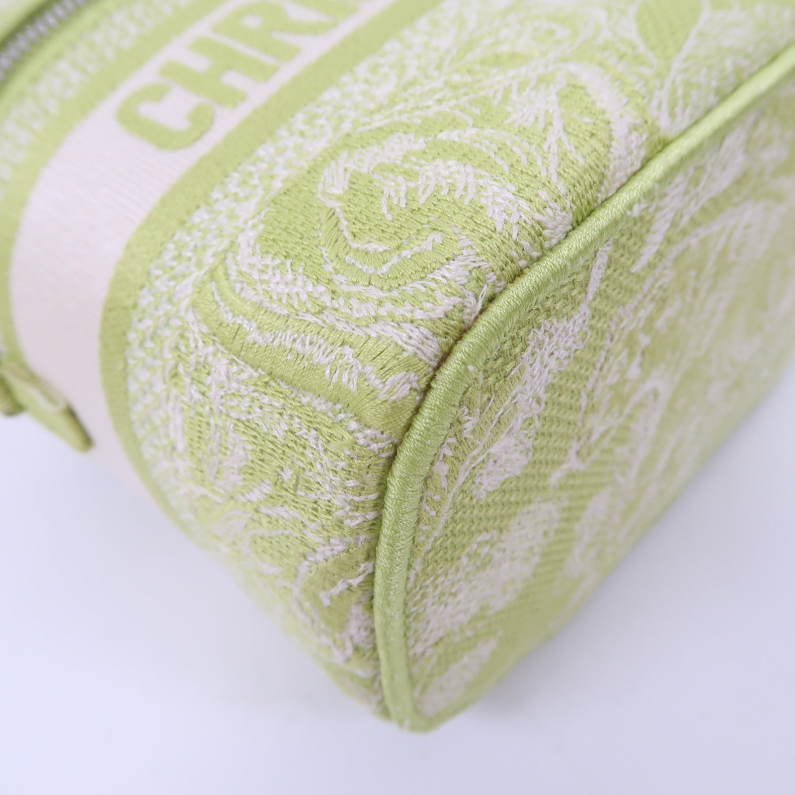 Dior 帆布Small DiorTravel Vanity Case銀扣手挽肩背兩用袋綠色