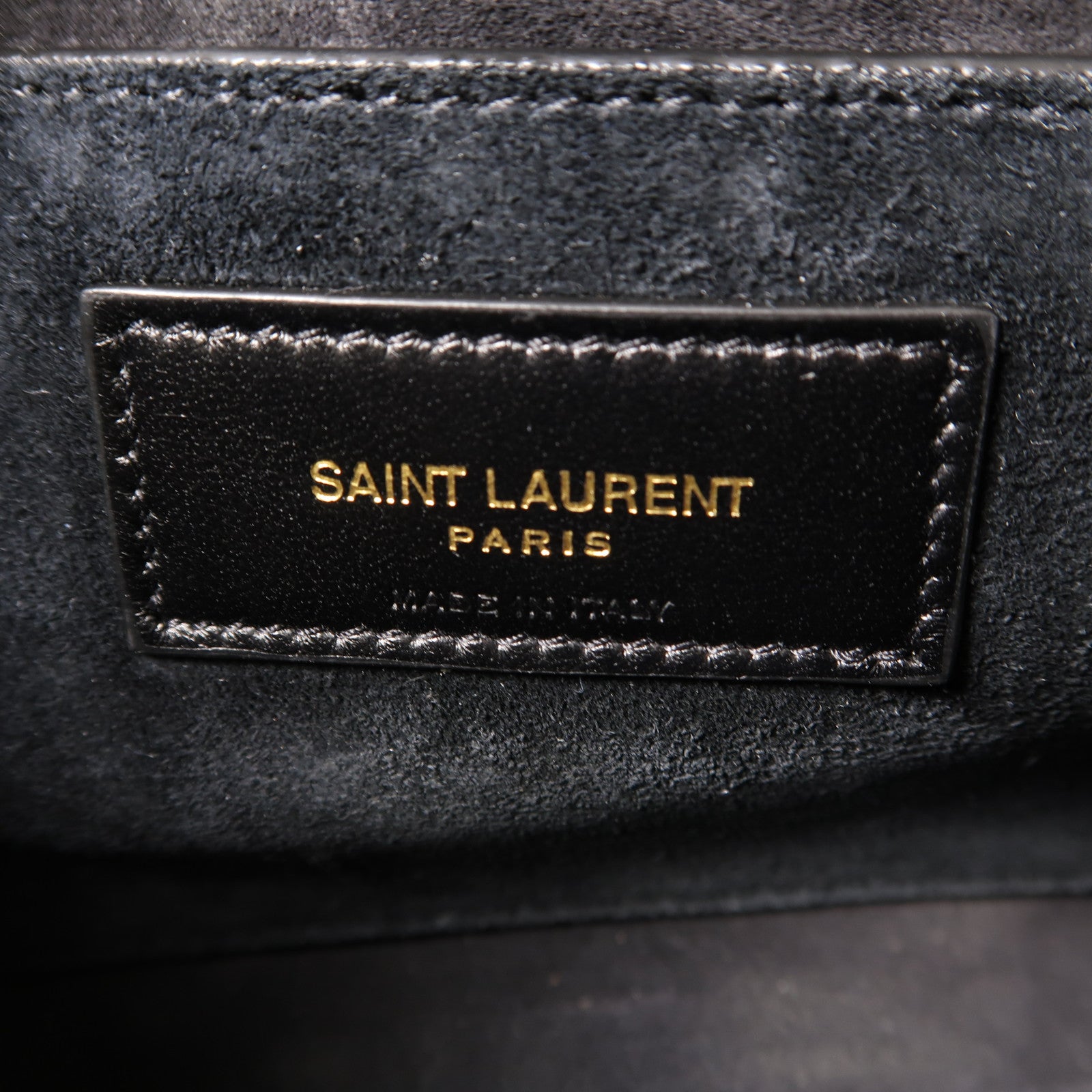 SAINT LAURENT 羊皮皮革LE57金扣肩背袋黑色