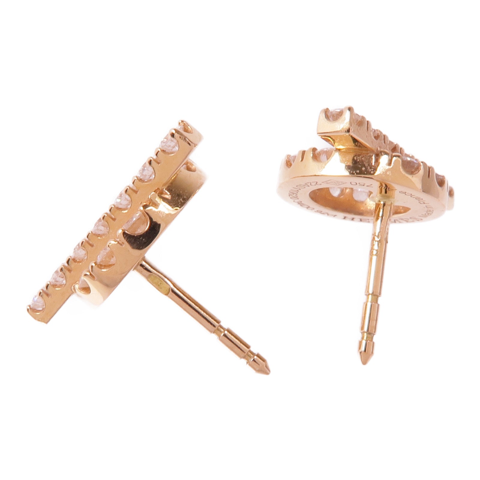 HERMES 18K玫瑰金Finesse Diamond Earrings鑽石耳環
