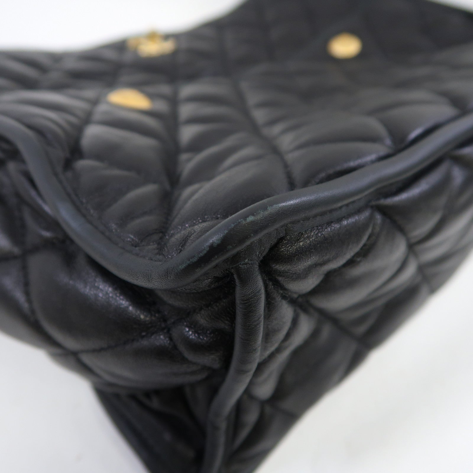 CHANEL 菱格牛皮皮革Tote Bag金扣手挽袋黑色