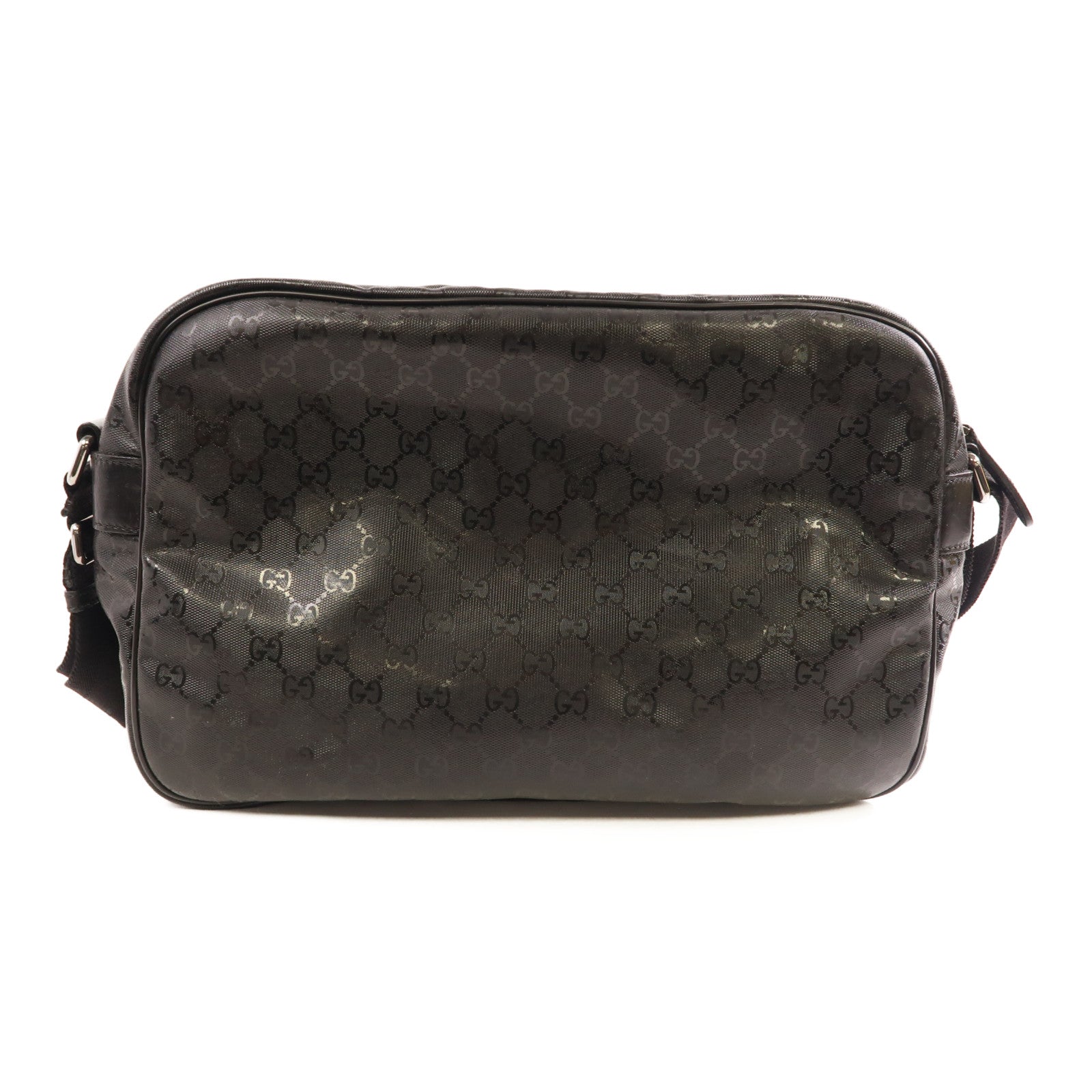 GUCCI 塗層帆布Shoulder Bag銀扣肩背袋