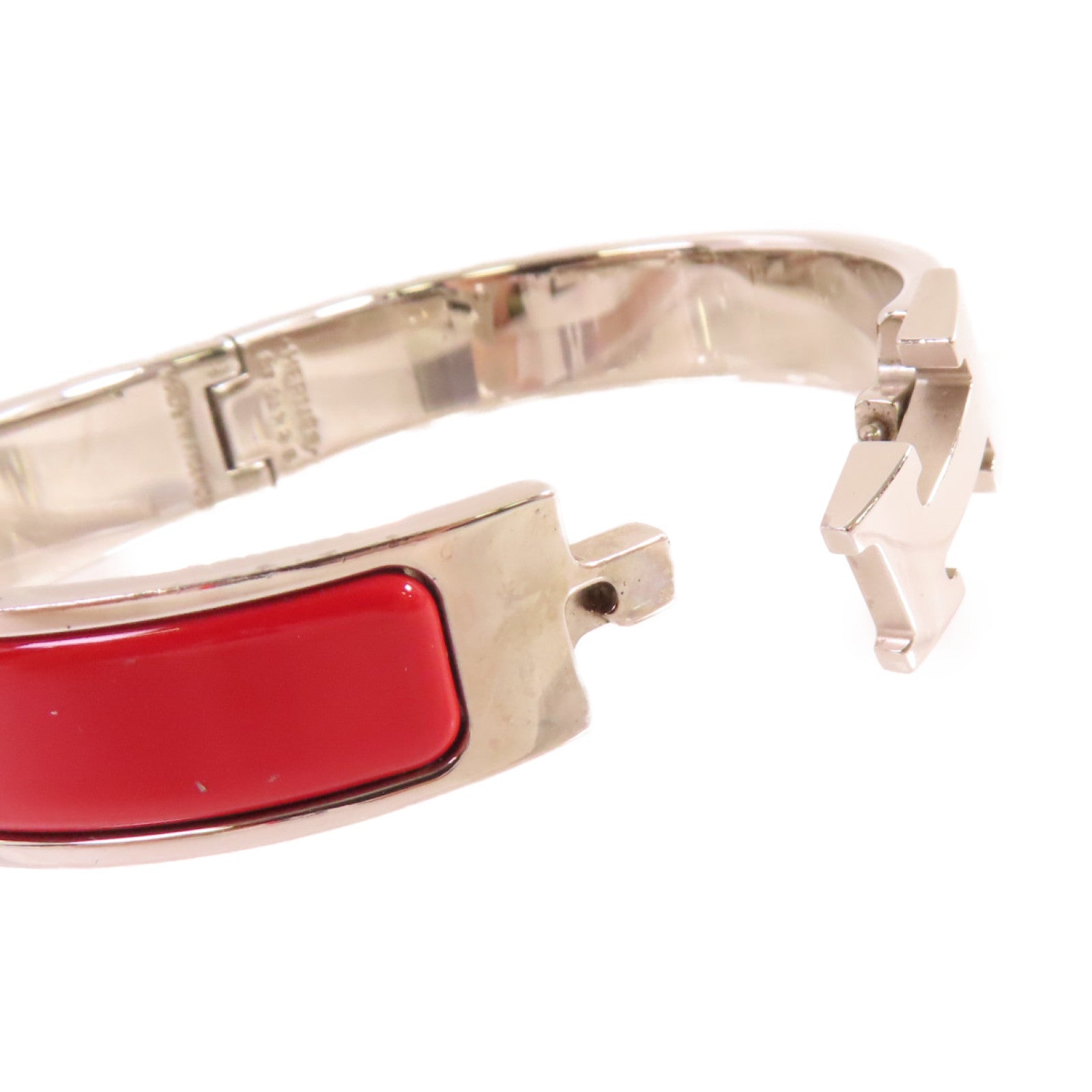 HERMES 金屬/琺瑯Clic H Bracelet手鐲橘紅色