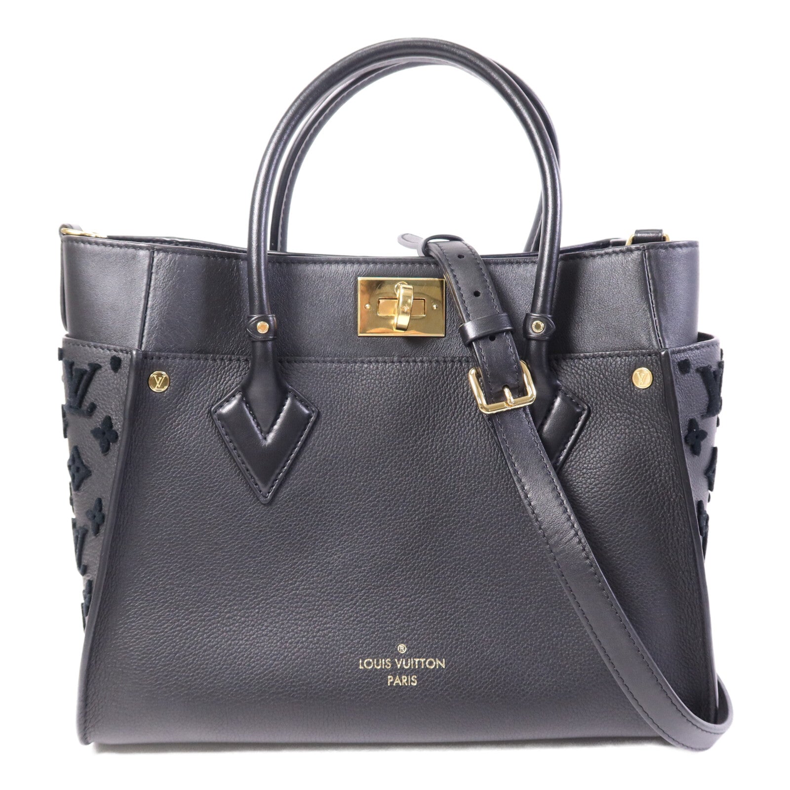 LOUIS VUITTON 牛皮皮革On My Side MM金扣手挽肩背兩用袋
