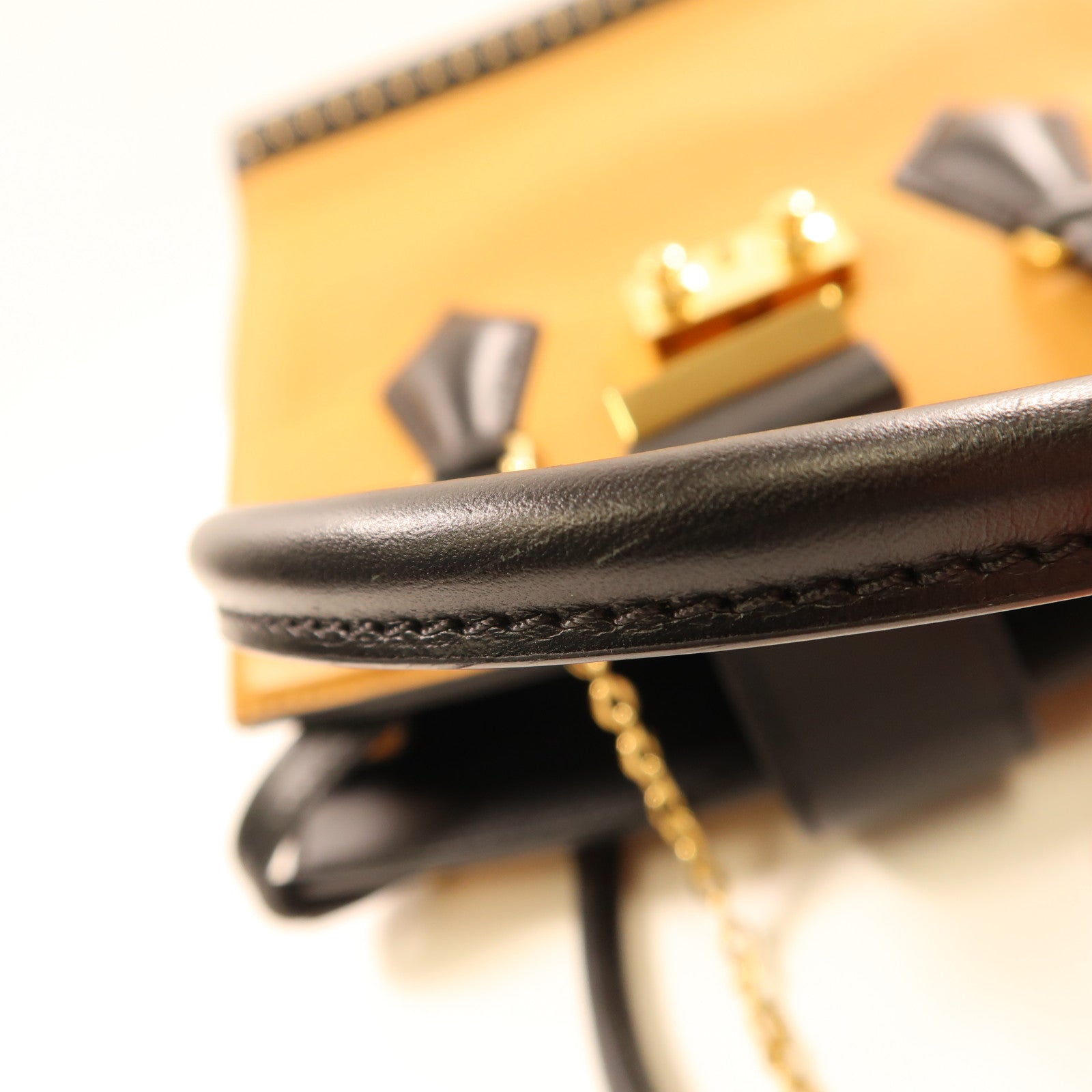 LOUIS VUITTON LV GHW Studs Bicolor 2Way Shoulder Hand Bag M51654 Beige/Black