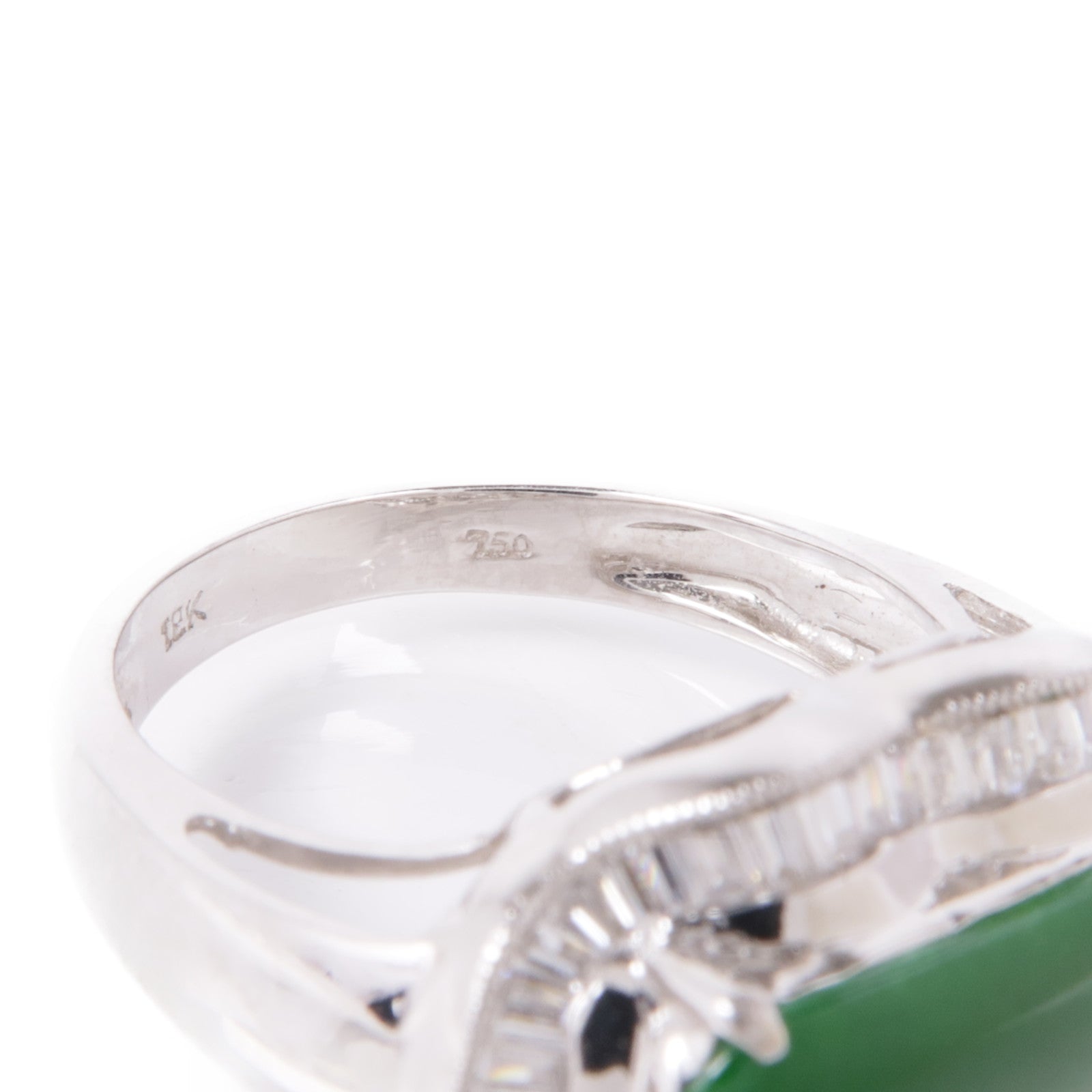 JEWELRY Jade Diamond Ring 18K White Gold US#7
