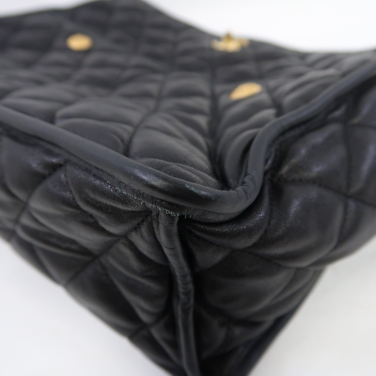CHANEL 菱格牛皮皮革Tote Bag金扣手挽袋黑色