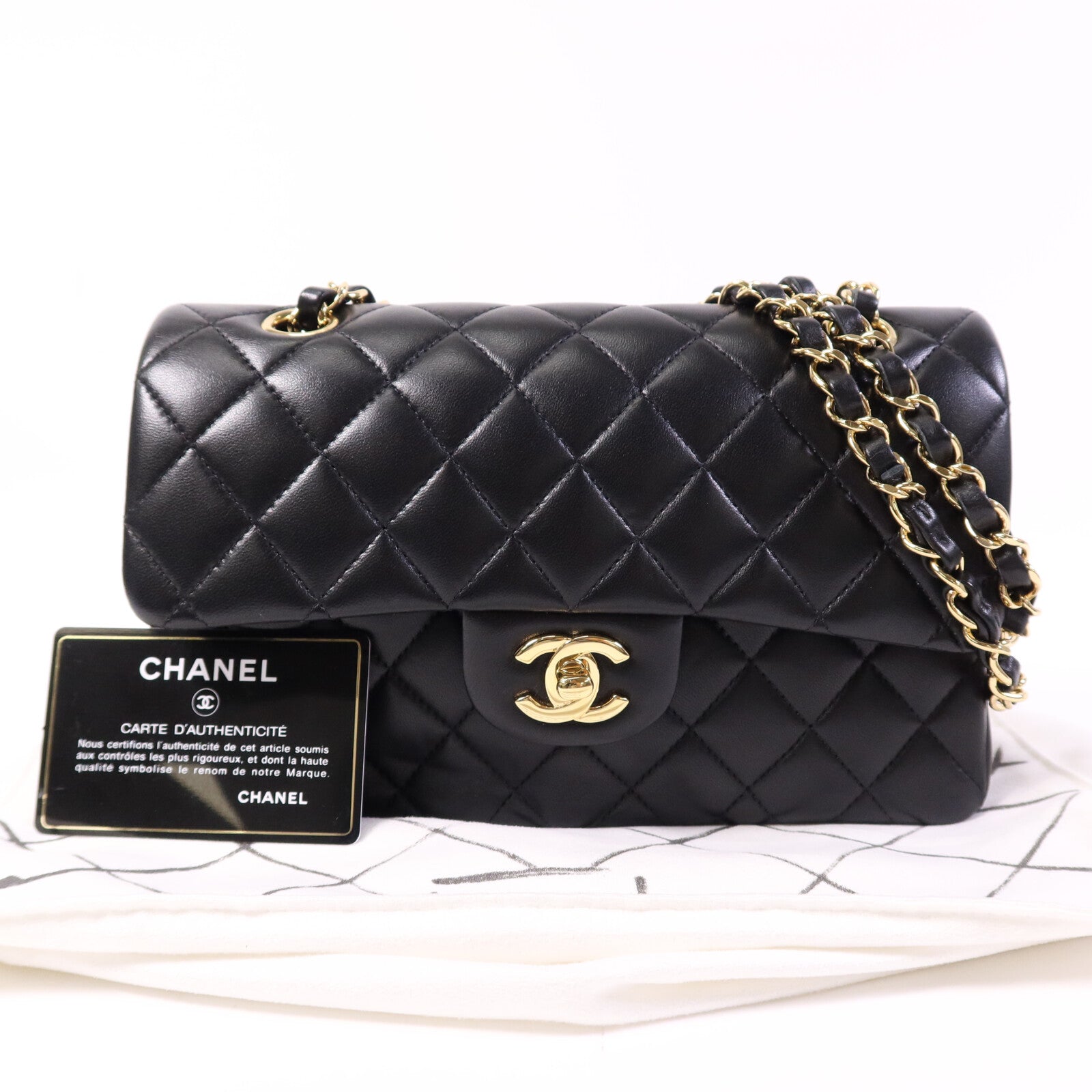 CHANEL 羊皮皮革Classic 23金扣鏈帶肩背袋