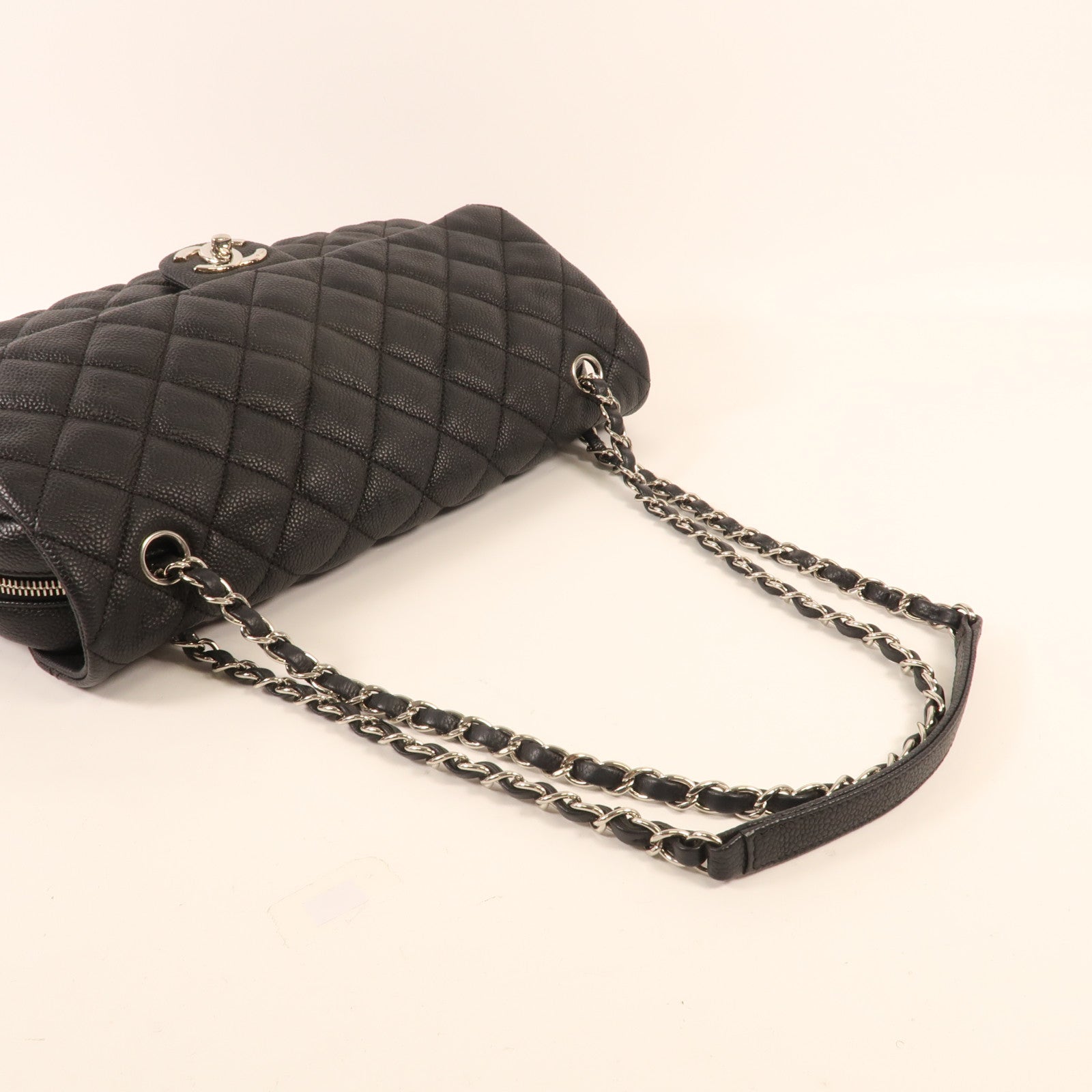 CHANEL 牛皮皮革Shoulder Bag銀扣鏈帶肩背袋