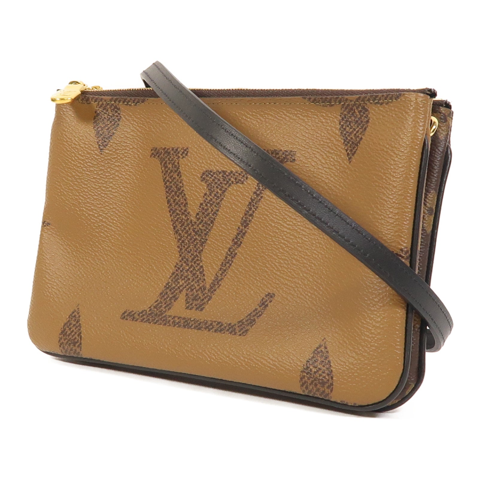 LOUIS VUITTON Monogram Giant Reverse Double Zip Pochette金扣肩背袋