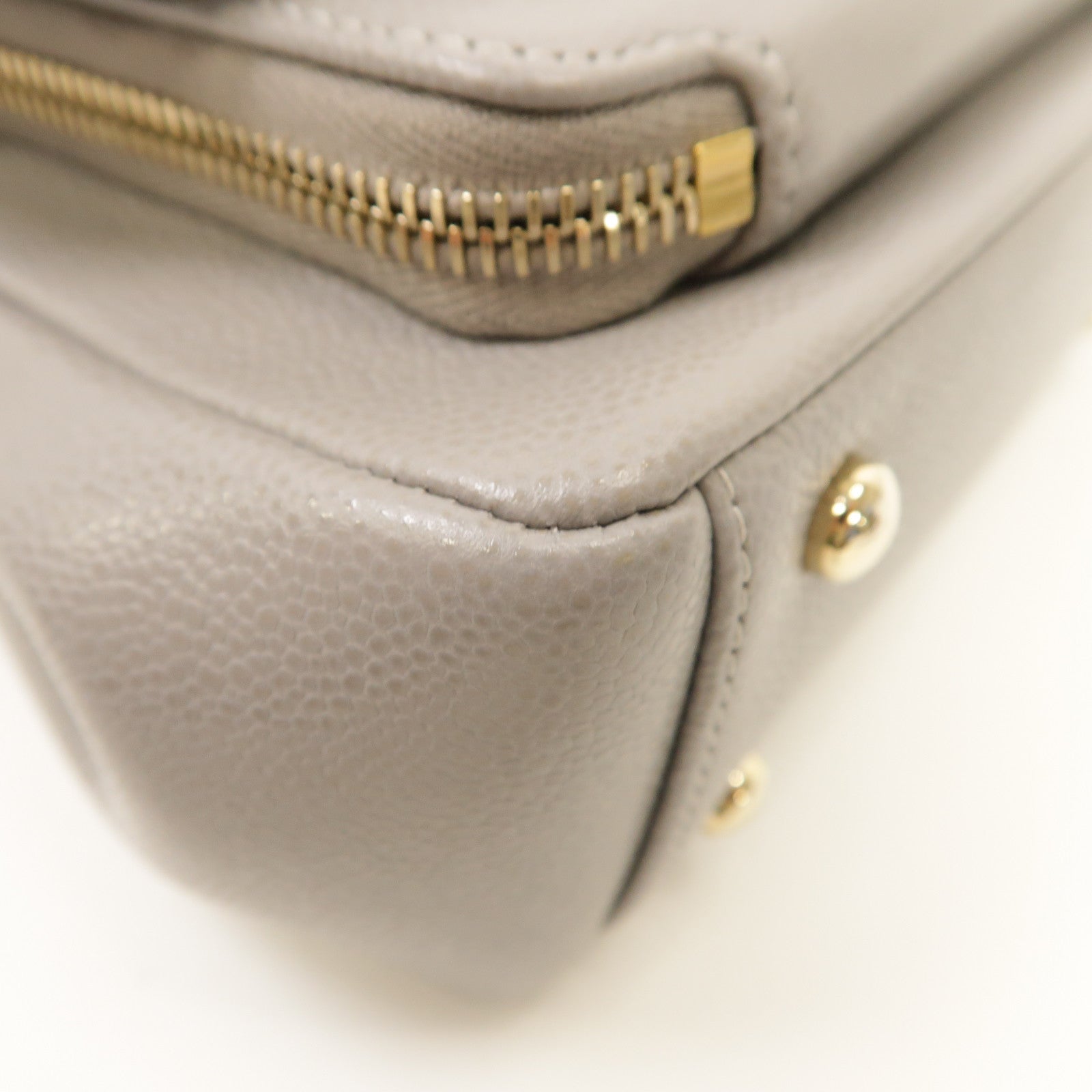 CHANEL 菱格Caviar皮革Chain Shoulder Bag金扣手挽肩背兩用袋灰色