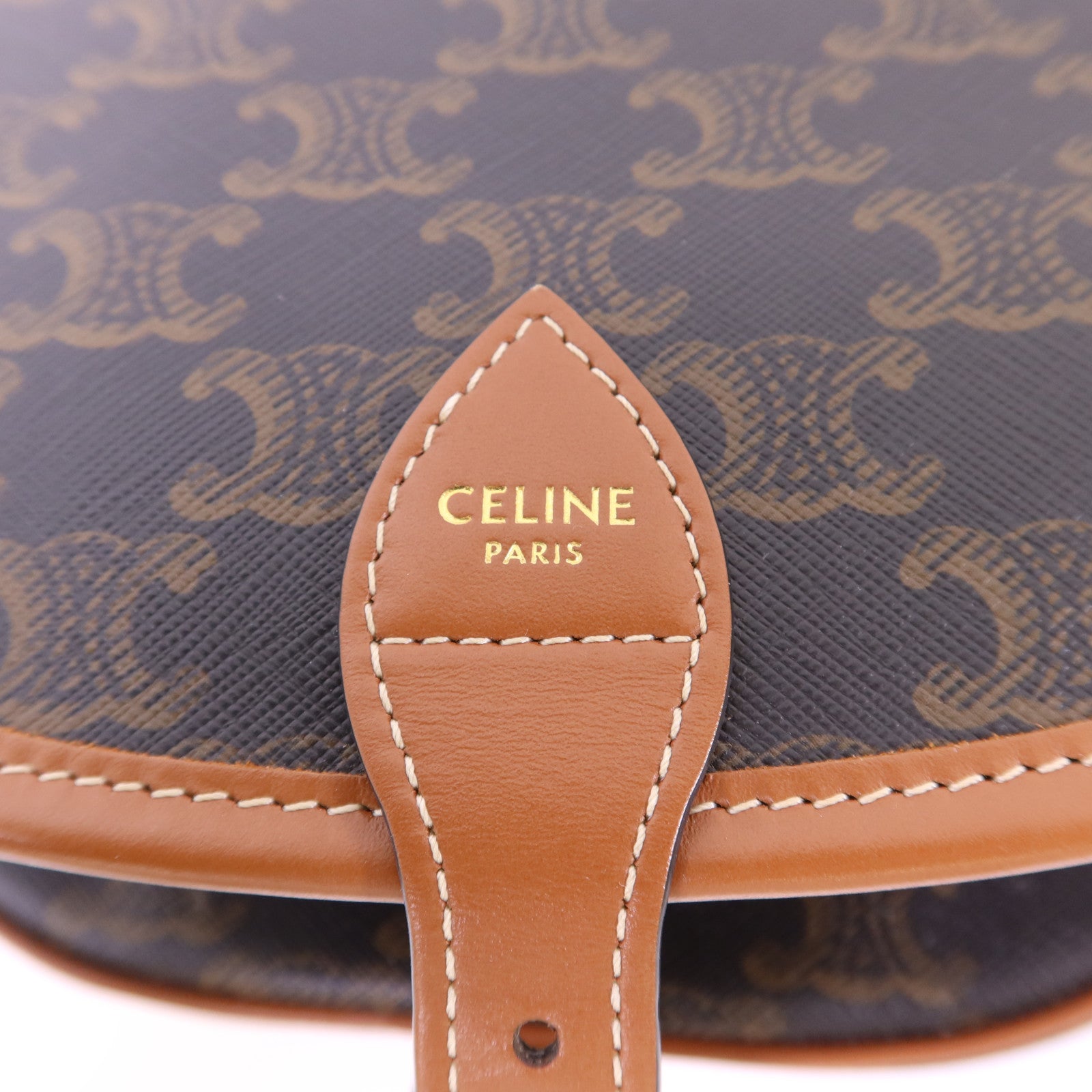 CELINE 塗層帆布Folco金扣肩背袋