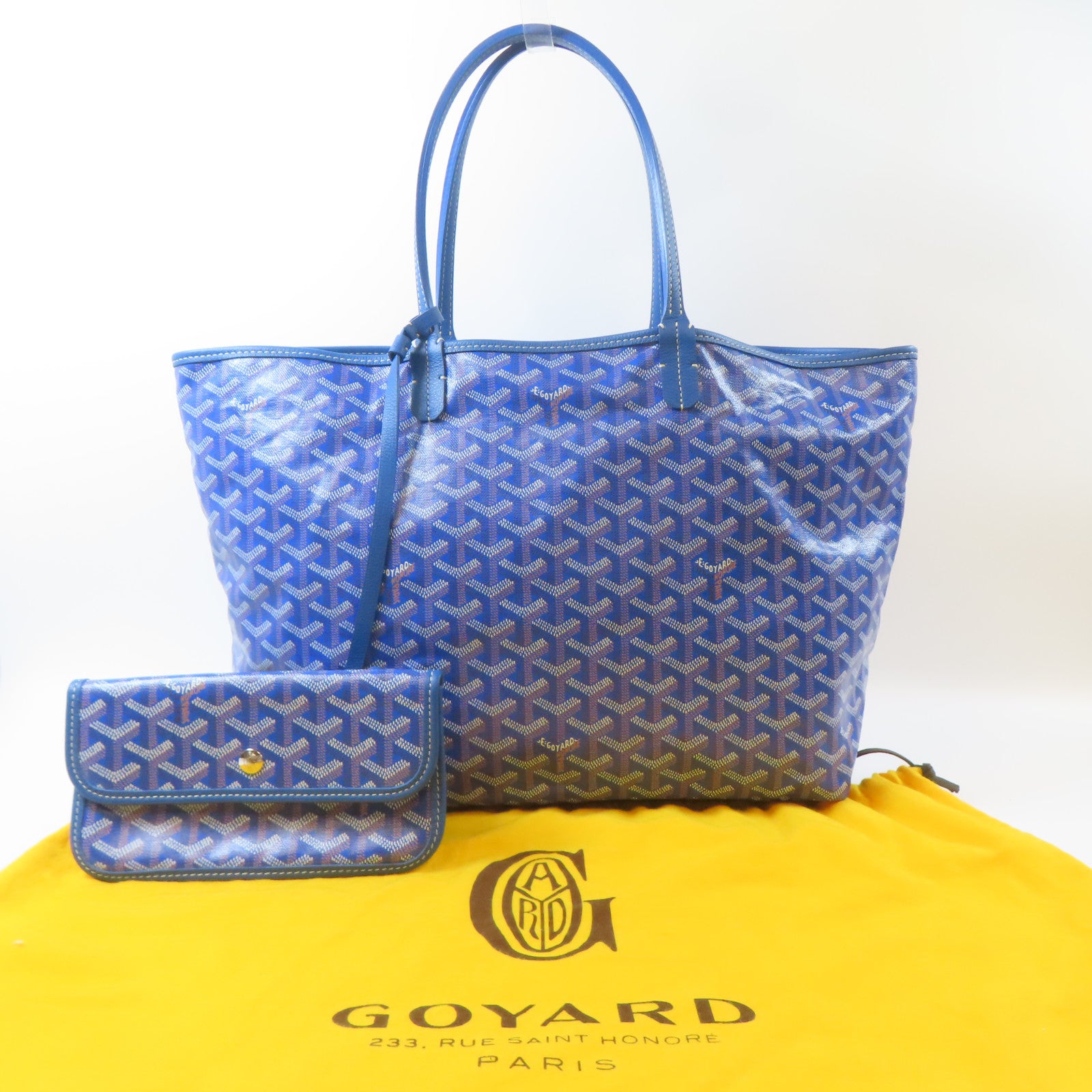 GOYARD 塗層帆布Saint Louis PM銀扣手挽袋藍色