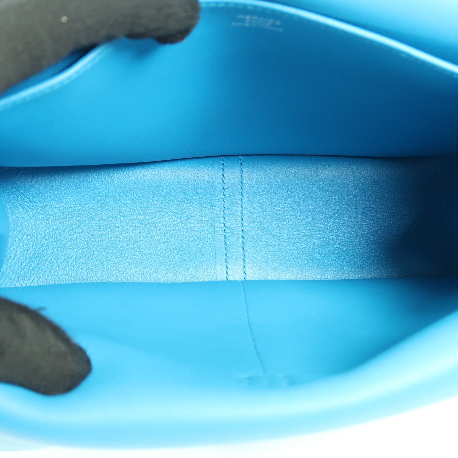 HERMES Swift皮革Halzan 25銀扣手挽肩背兩用袋Blue Frida