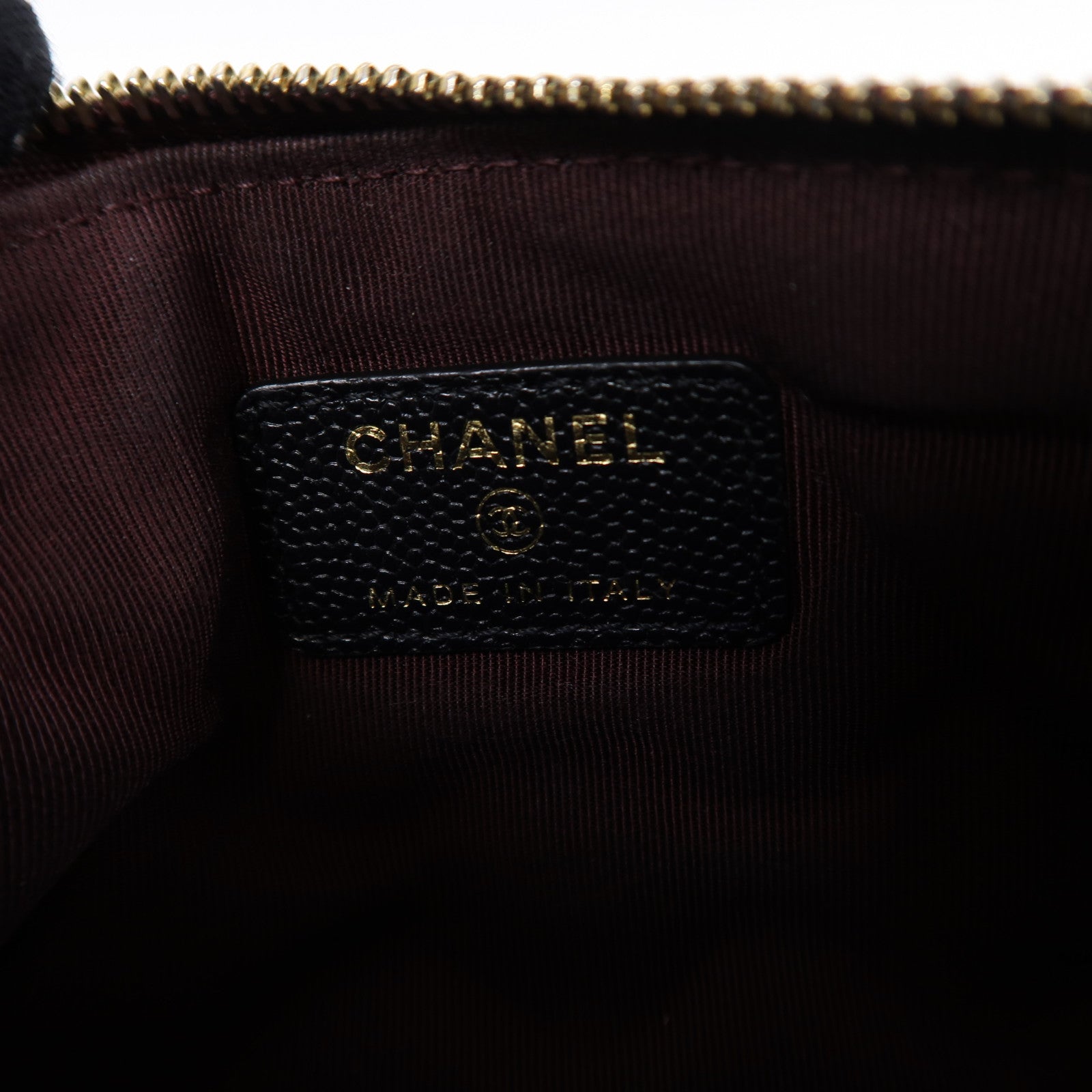CHANEL 菱格牛皮皮革Mini Pouch金扣手拿包黑色