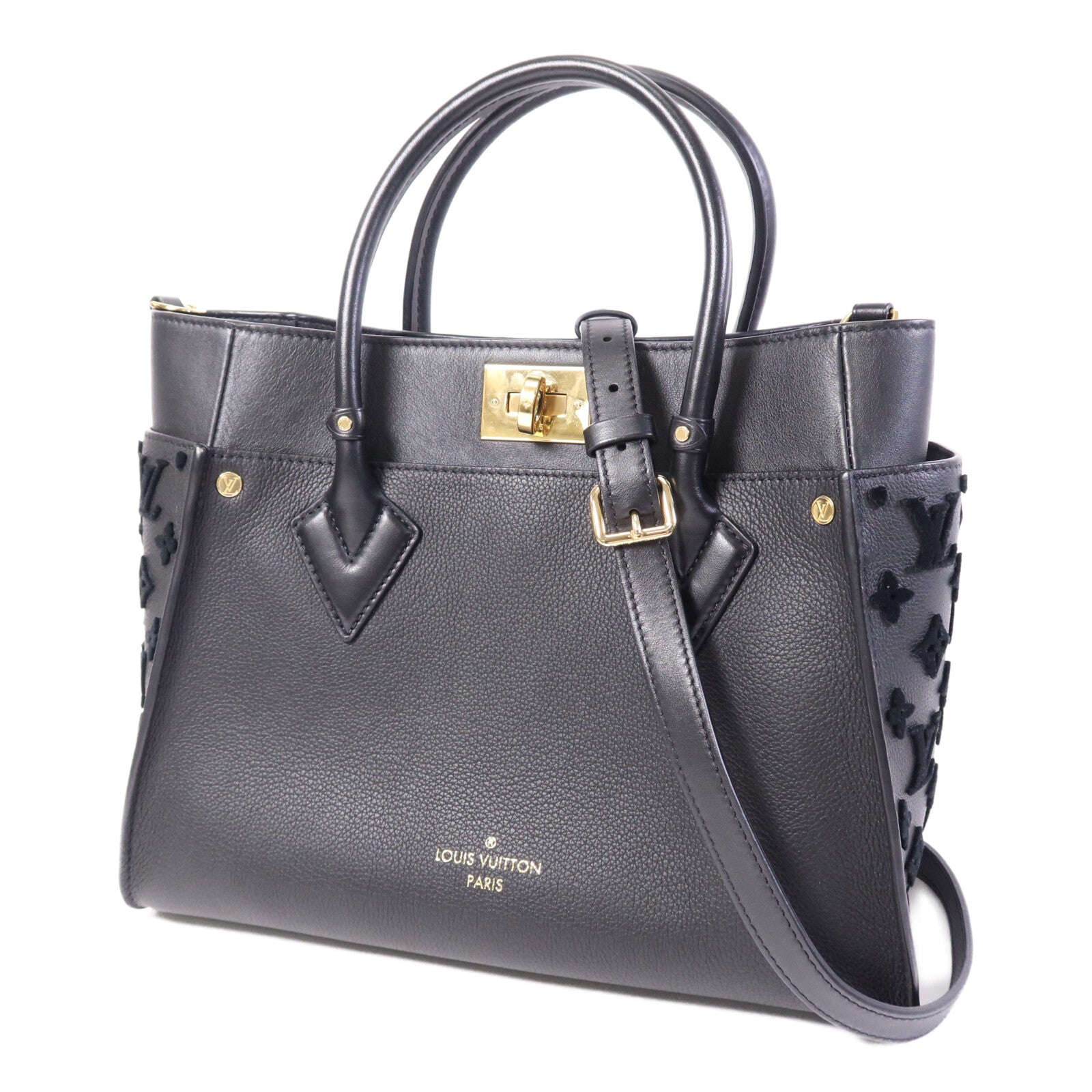LOUIS VUITTON 牛皮皮革On My Side MM金扣手挽肩背兩用袋