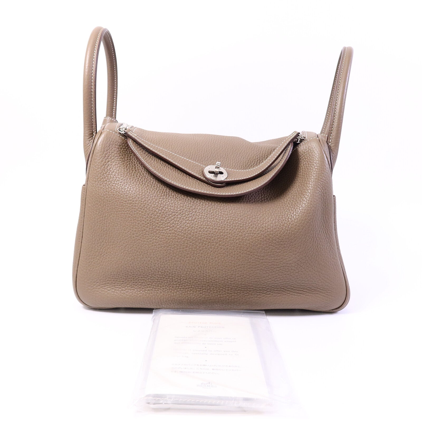 HERMES Clemence皮革Lindy 30手挽肩背兩用袋Etoupe