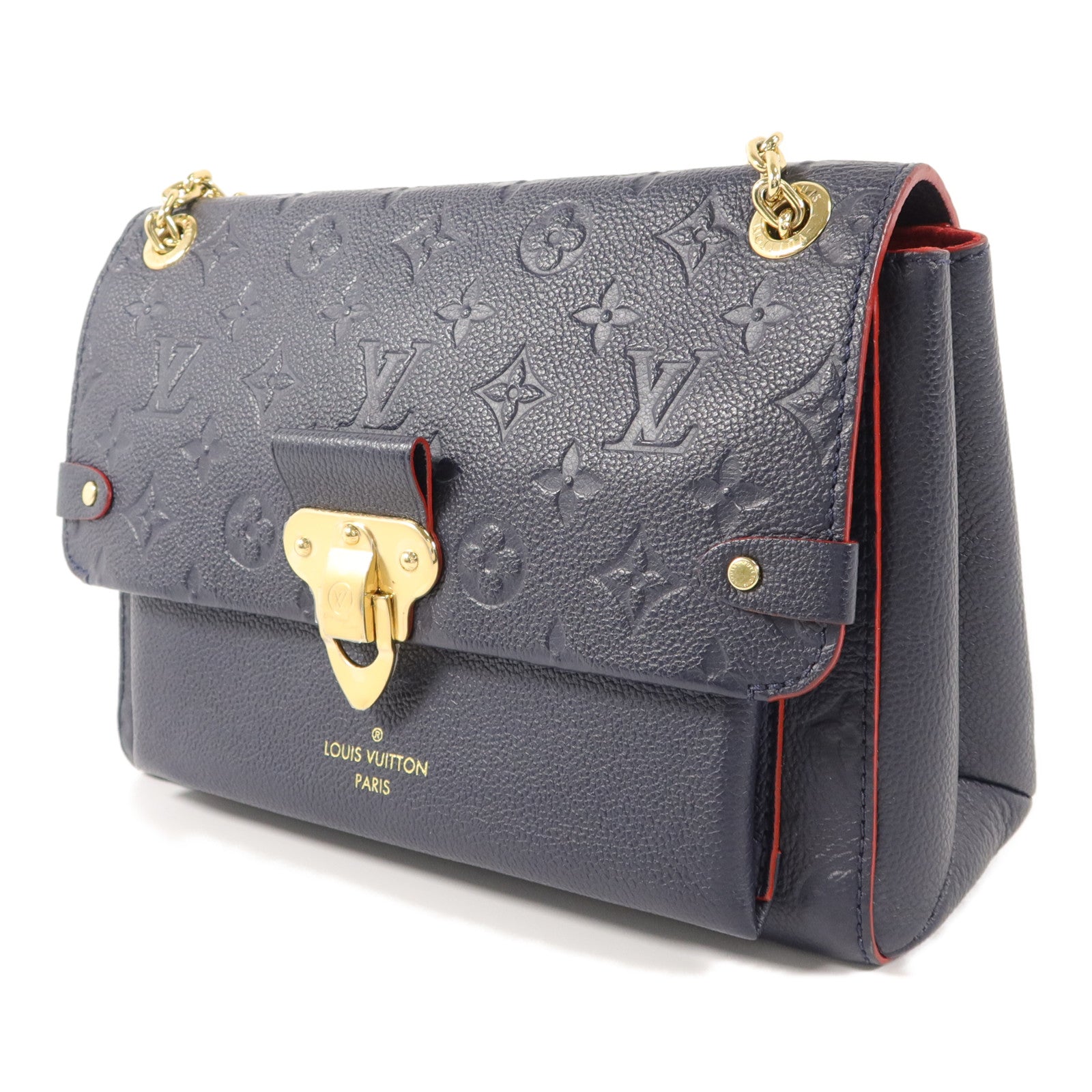 LOUIS VUITTON Monogram Empreinte Vavin PM肩背袋深藍色