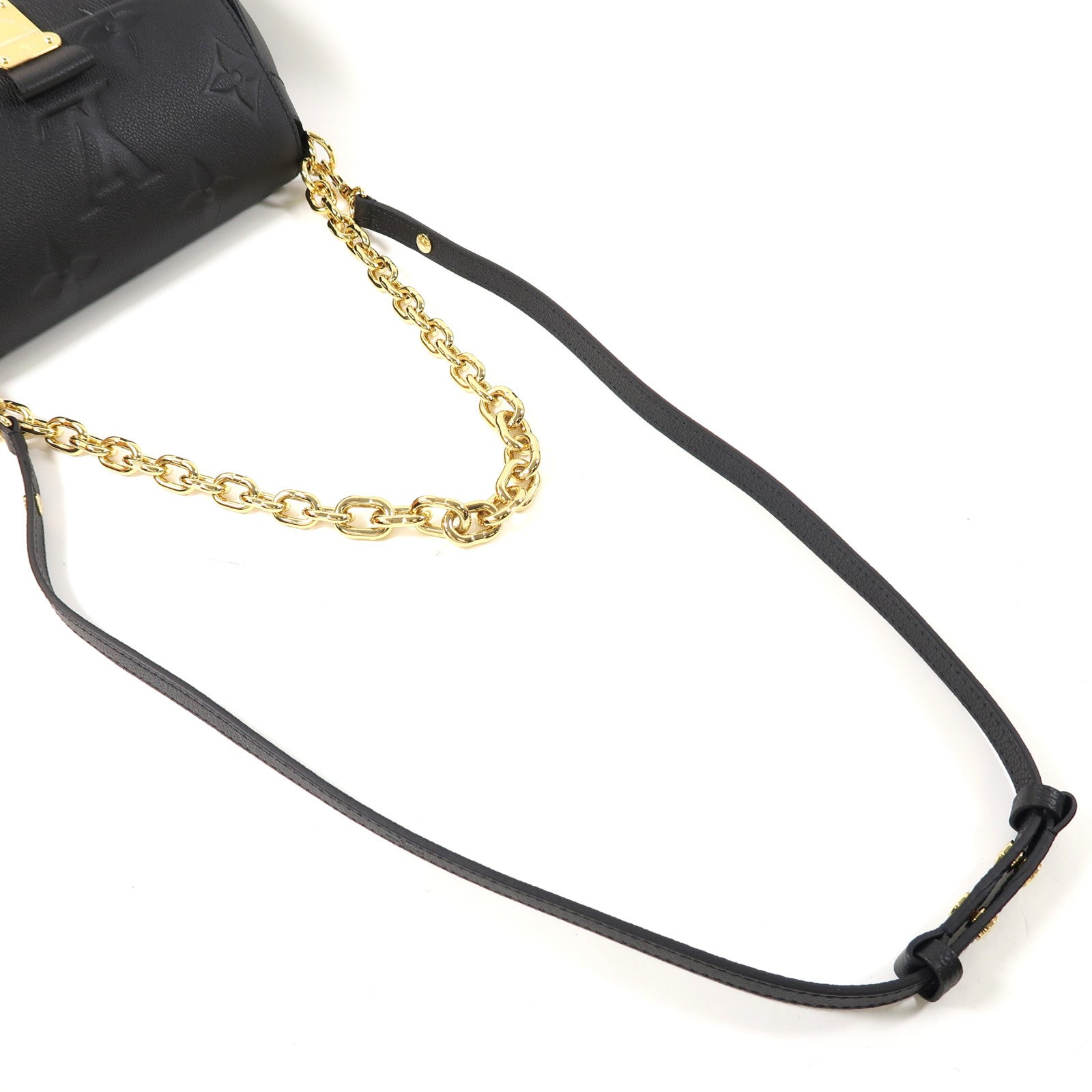 LOUIS VUITTON Monogram Empreinte Favourite金扣肩背袋黑色