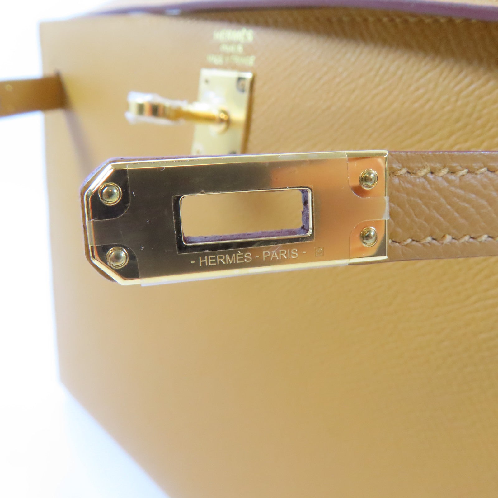 HERMES Epsom皮革Kelly 25金扣手挽肩背兩用袋Sesame/啡色
