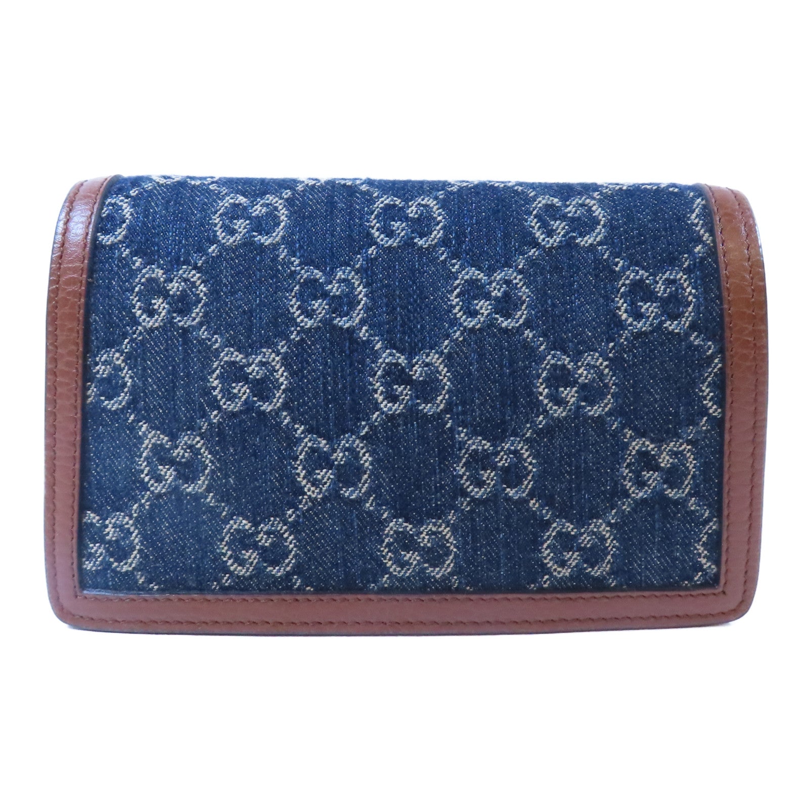 GUCCI 牛仔布GG Supreme Dionysus銀扣鏈帶肩背袋藍色