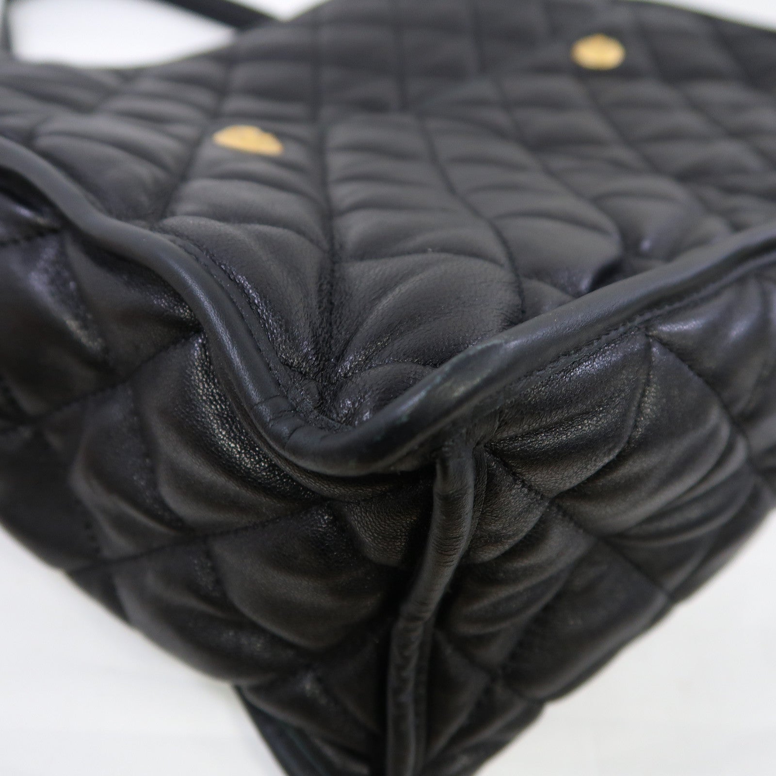 CHANEL 菱格牛皮皮革Tote Bag金扣手挽袋黑色