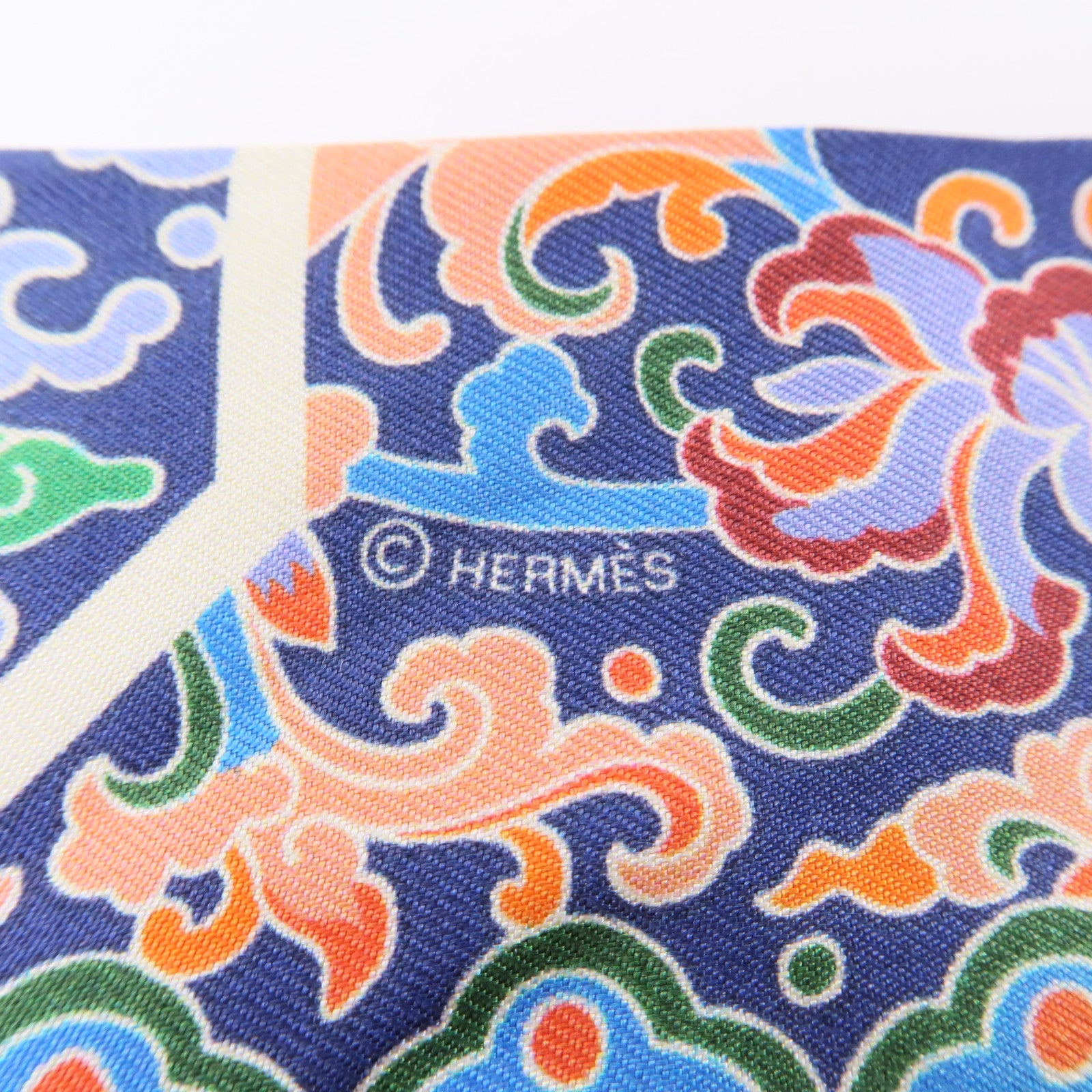 HERMES 絲質Twilly絲巾藍色/紫色/橙色