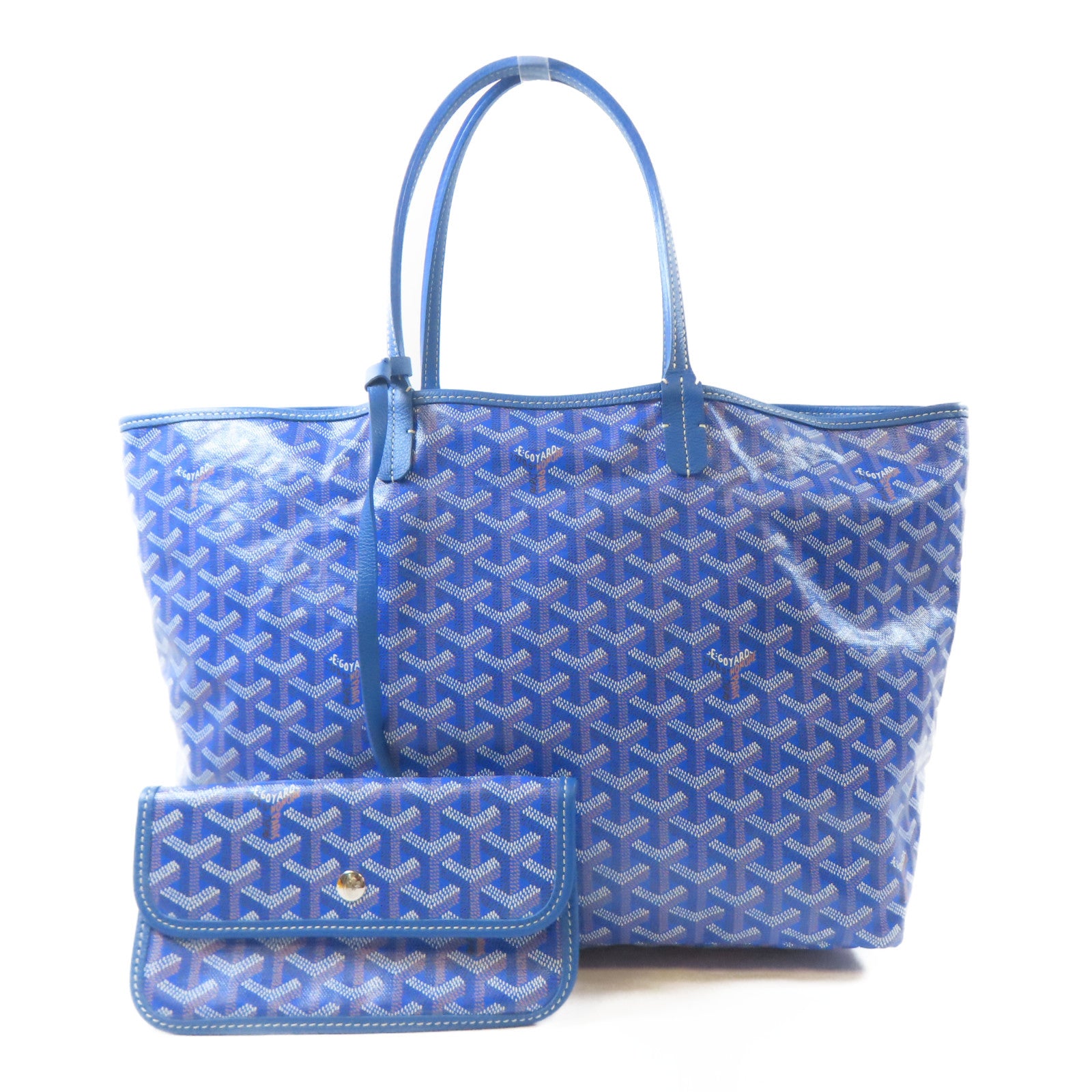 GOYARD 塗層帆布Saint Louis PM銀扣手挽袋藍色