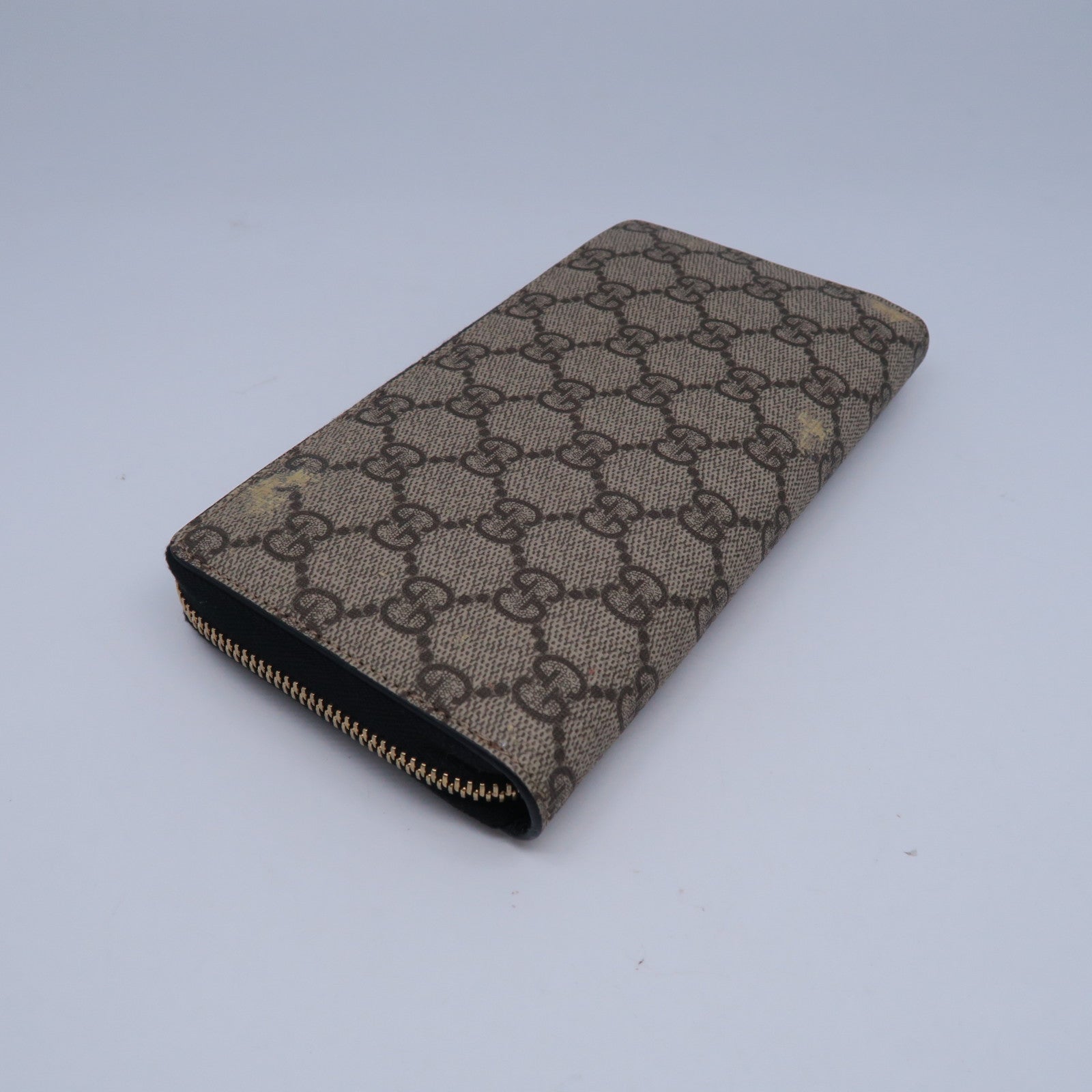 GUCCI 【清倉大減價】塗層帆布 Zipper Long Wallet金扣拉鍊長錢包啡色