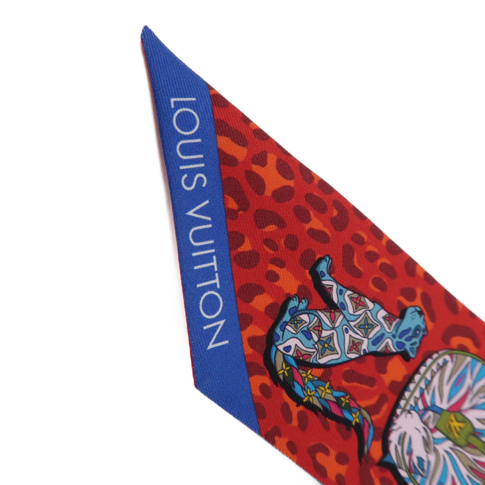 LOUIS VUITTON 【激減優惠】絲質Bestiary BB Bandeau絲巾紅色/藍色