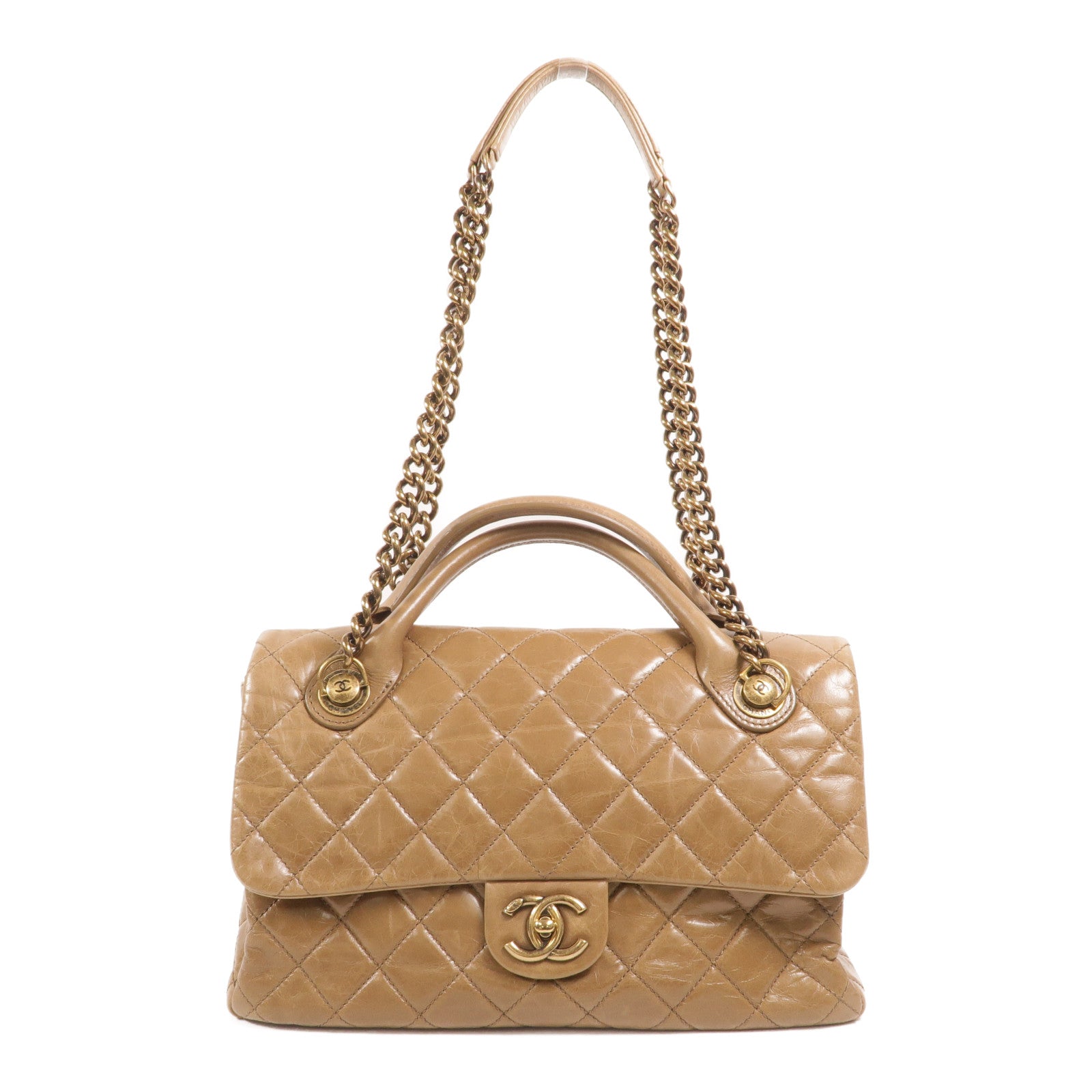 CHANEL 牛皮皮革Chain Shoulder手挽肩背兩用袋