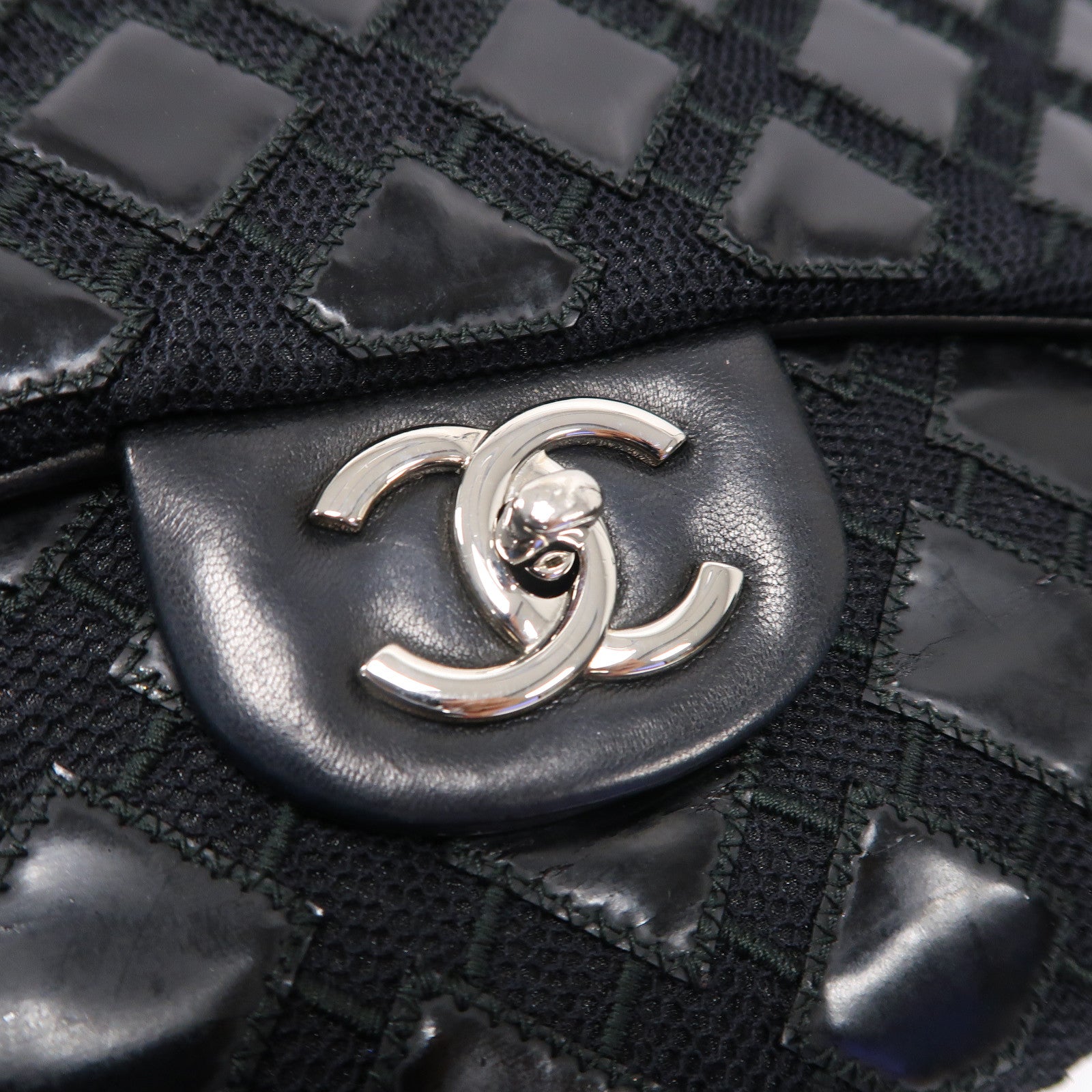 CHANEL 【激減優惠】菱格棉布Chain Shoulder銀扣鏈帶肩背袋黑色