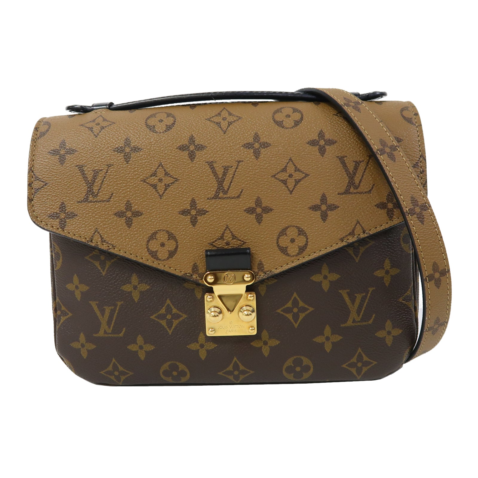 LOUIS VUITTON Monogram Reverse Pochette Metis金扣手挽肩背兩用袋啡色